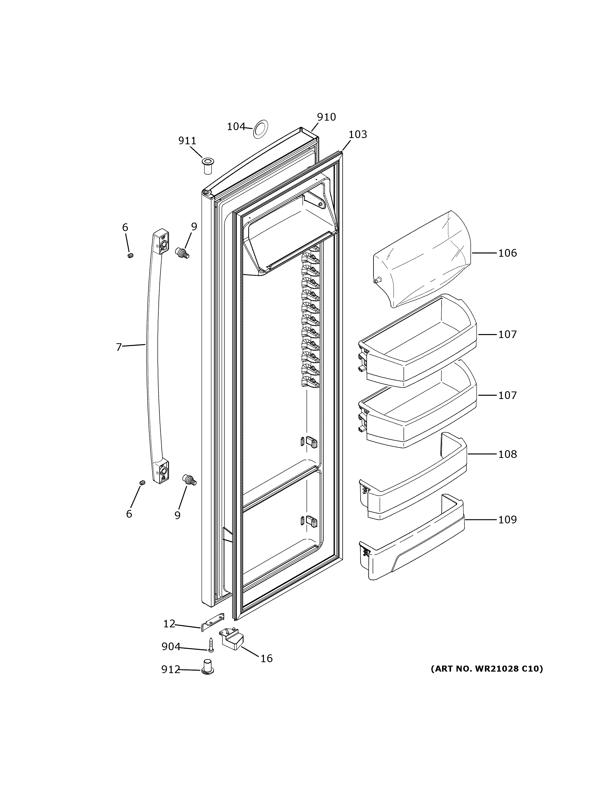 GE GSS25CSHRCSS fresh food door diagram