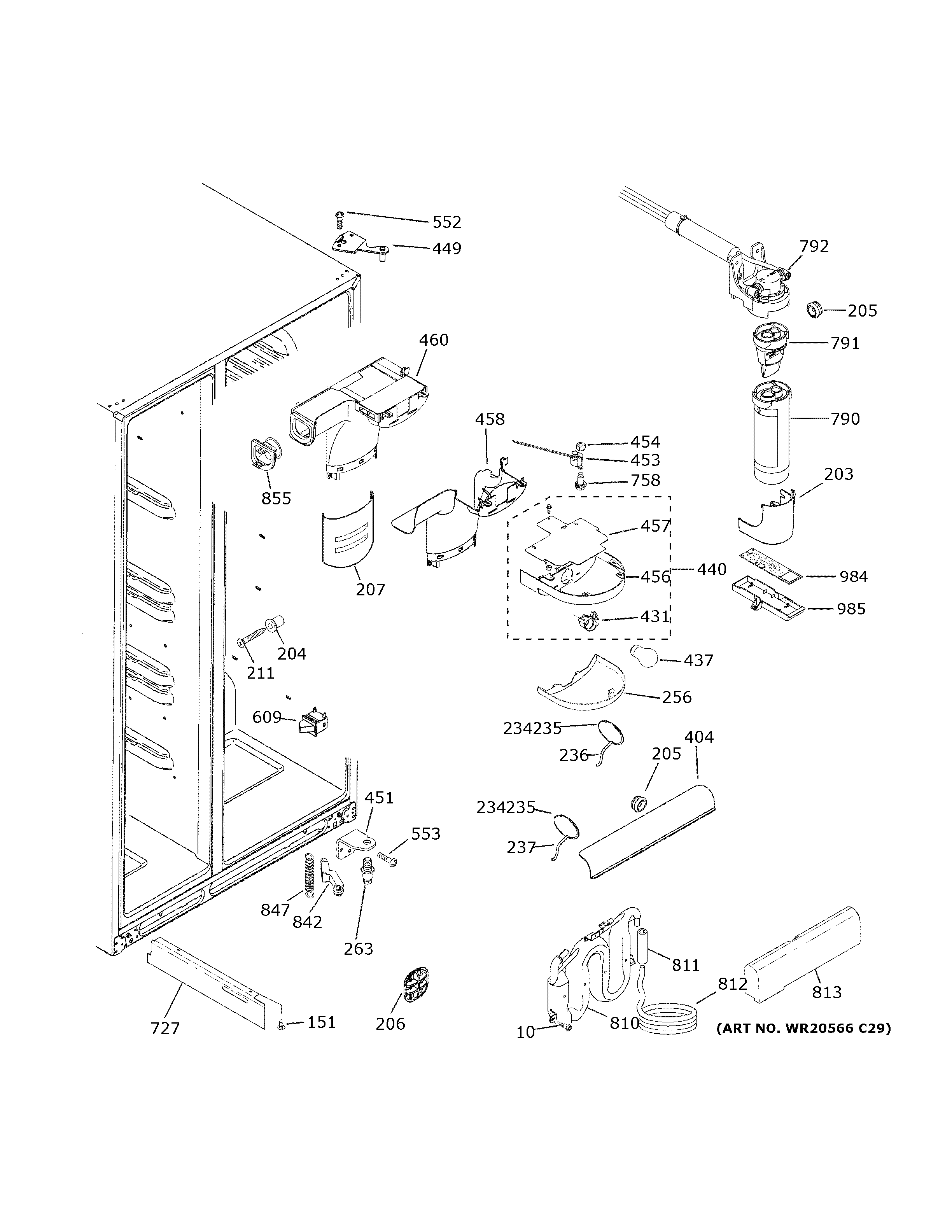 GE GSS25CSHRCSS fresh food section diagram