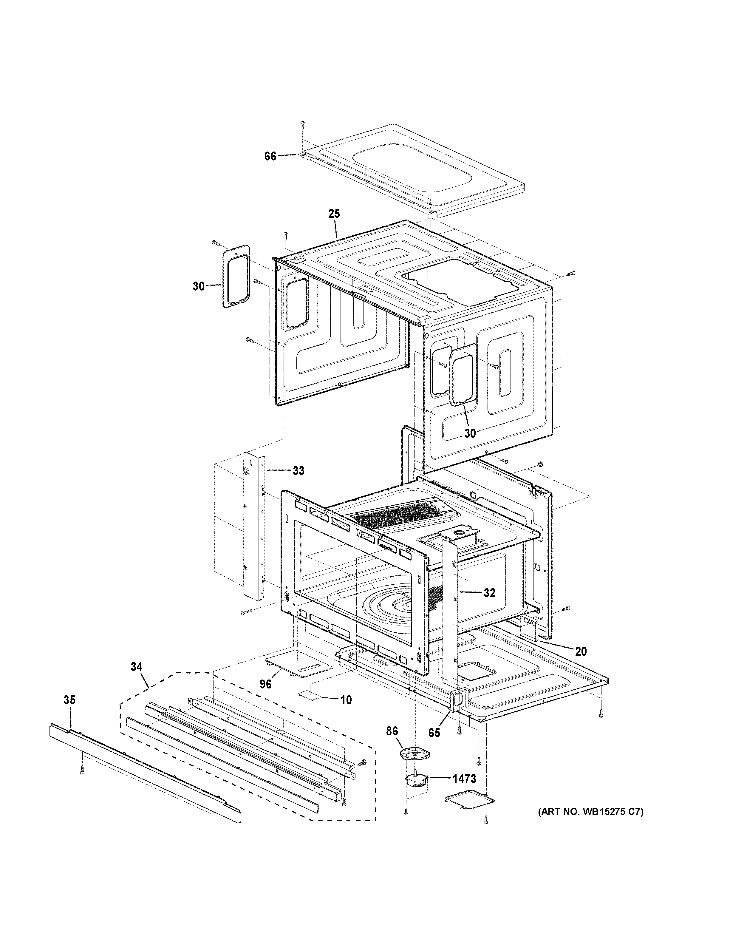 GE PSB9120EF4ES oven cavity parts diagram