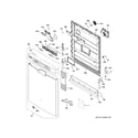 GE GDF610PGJ0WW escutcheon & door assembly diagram