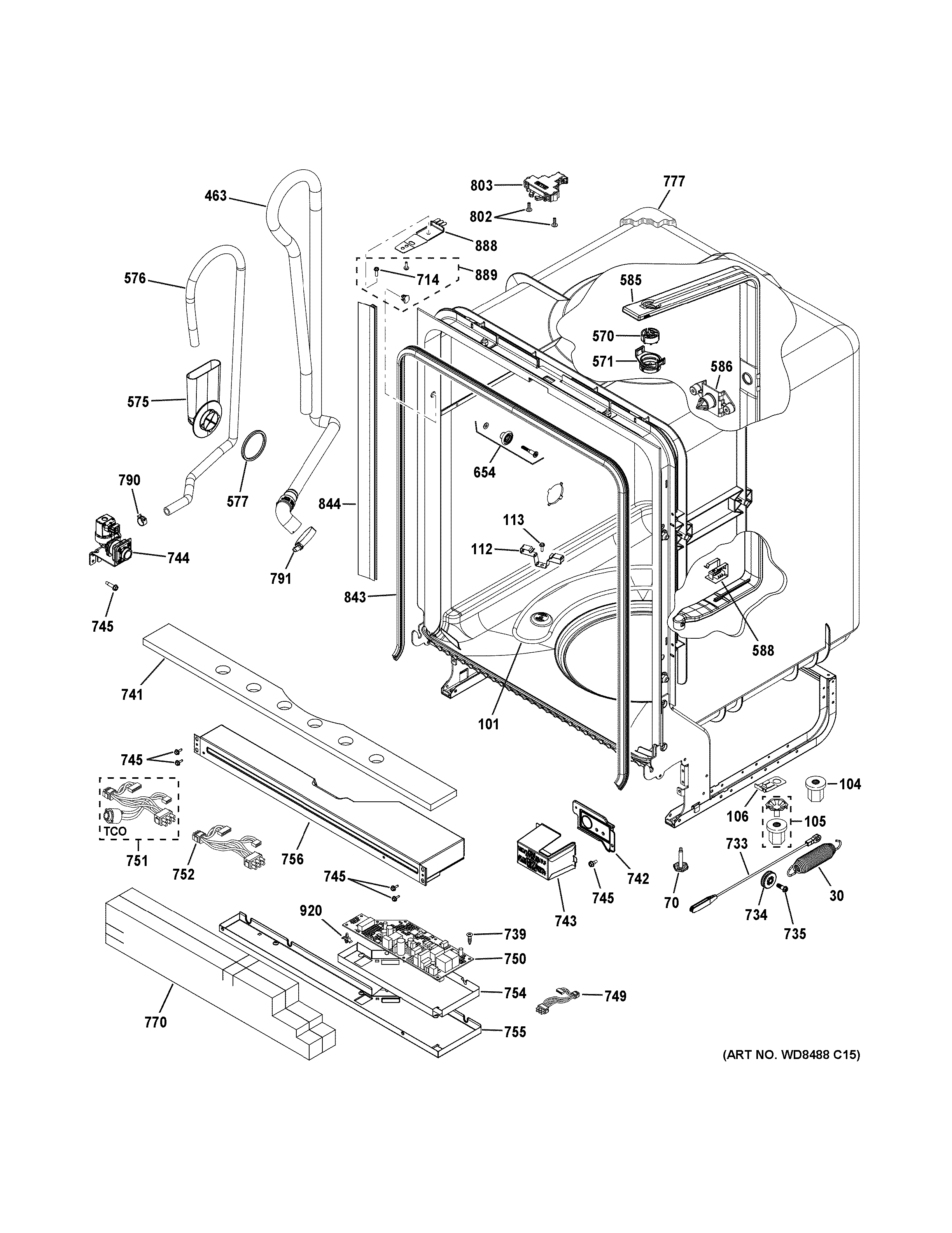 GE GDF610PGJ4BB body parts diagram