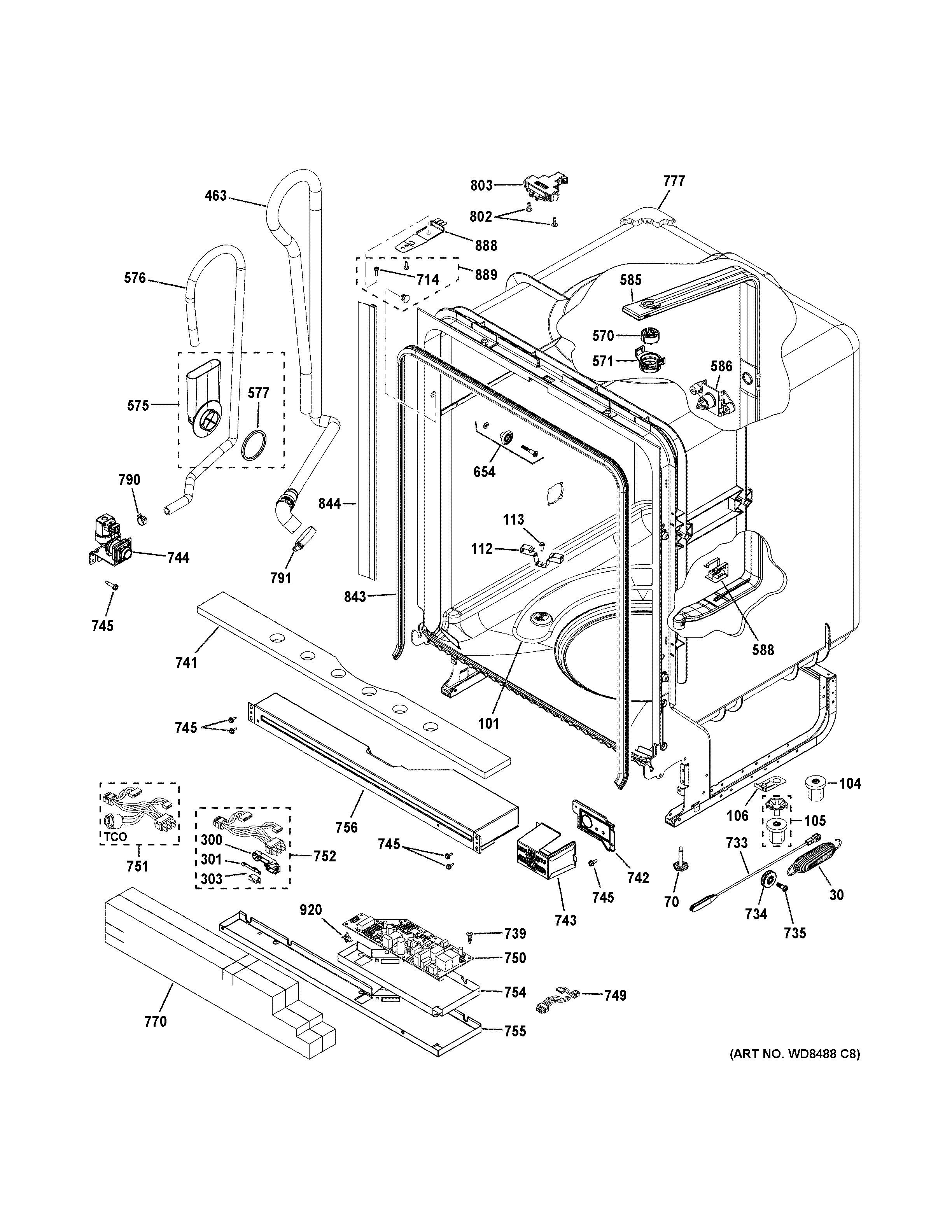 GE GDF610PGJ5BB body parts diagram
