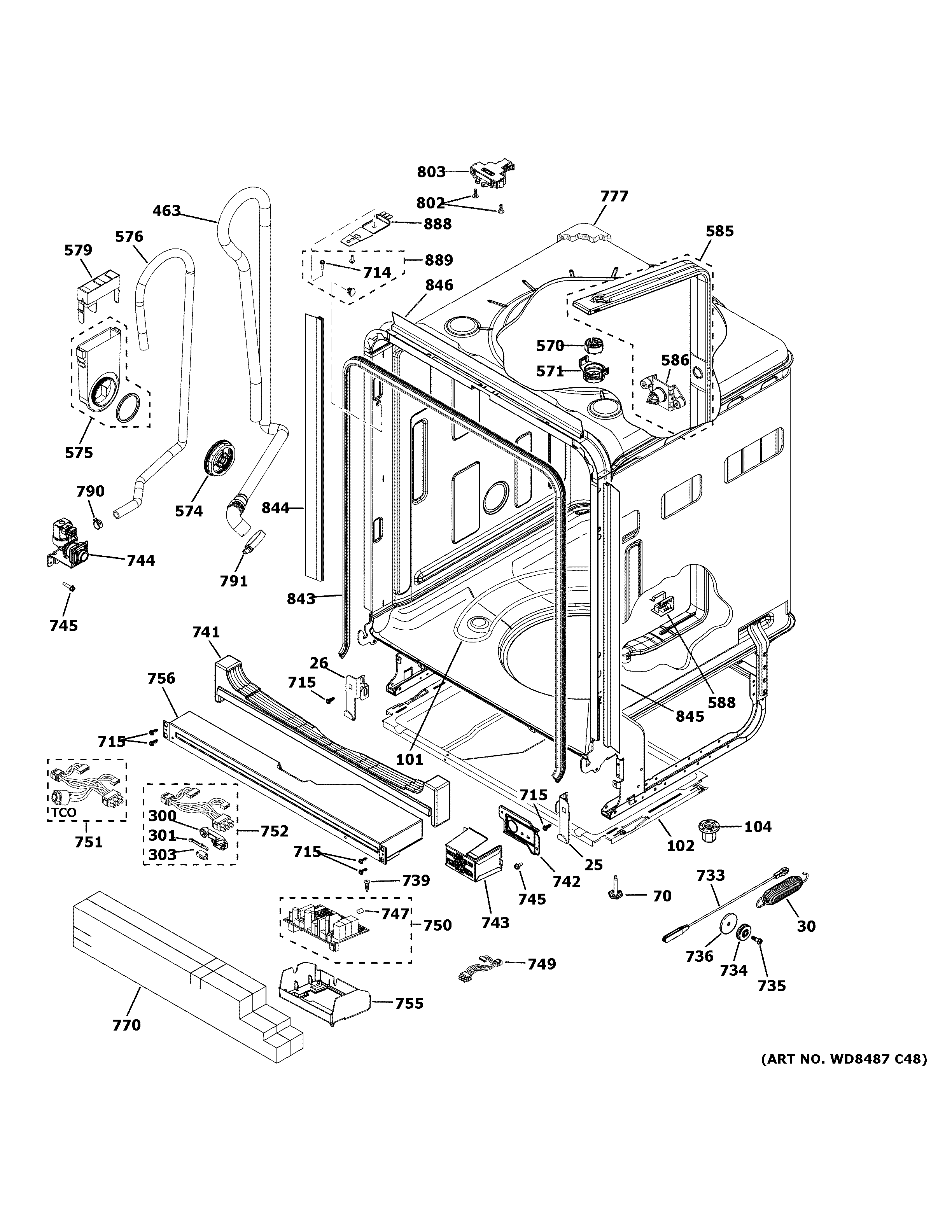 GE CDT706P2M5S1 body parts (1) diagram