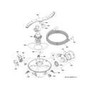 GE DDT700SBN0TS motor, sump & filter assembly diagram