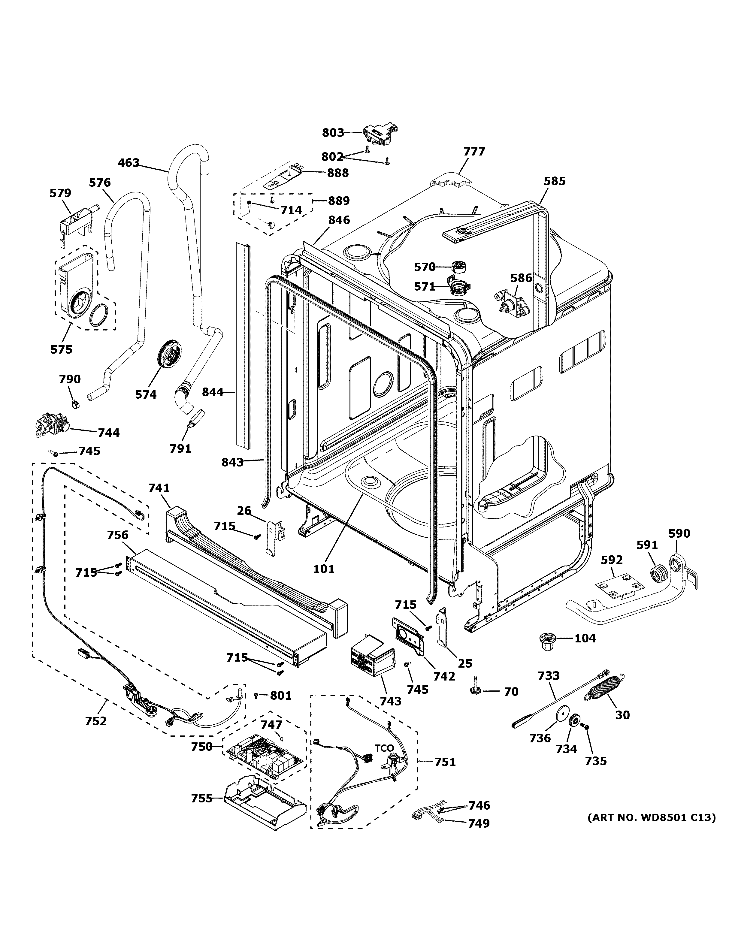 GE DDT700SMN2ES body parts (1) diagram