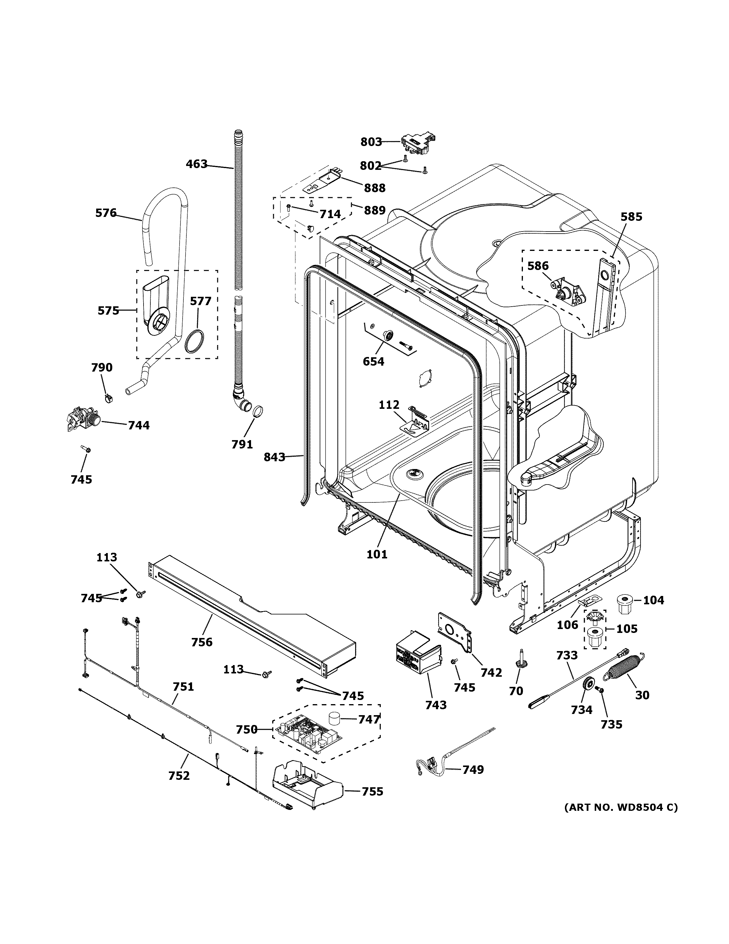 GE GDF510PGM5BB body parts diagram