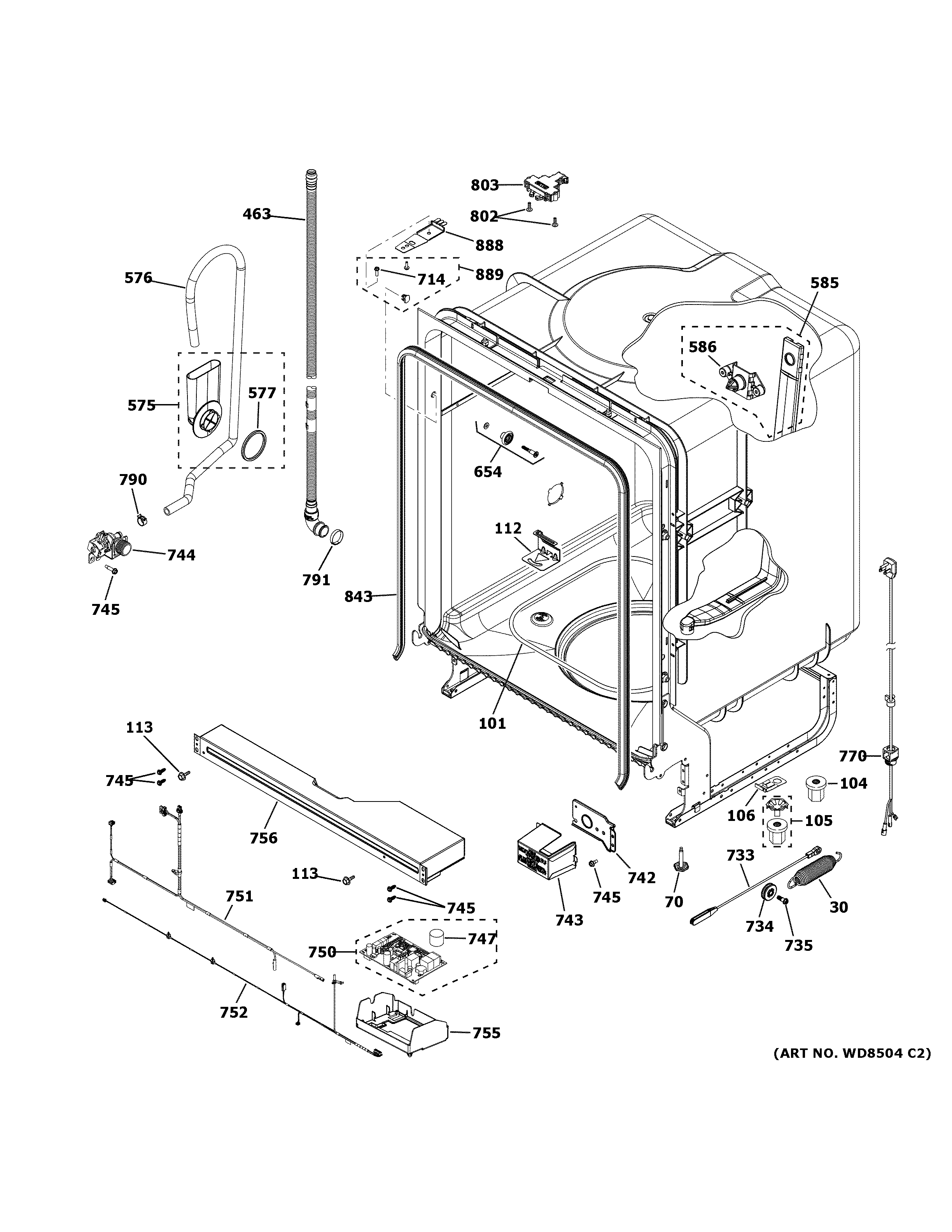 GE GDF511PSM5SS body parts diagram