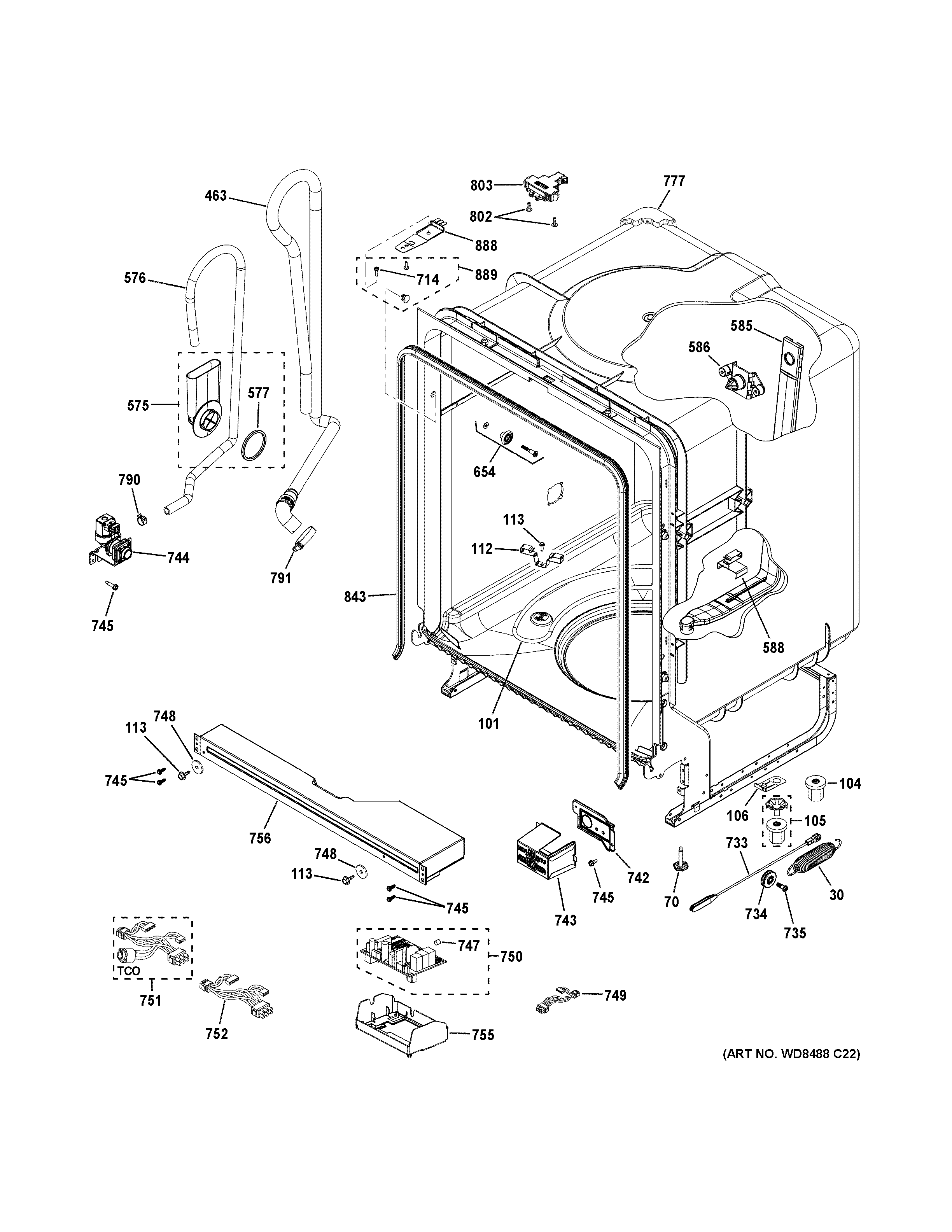GE GDF510PGJ6WW body parts diagram