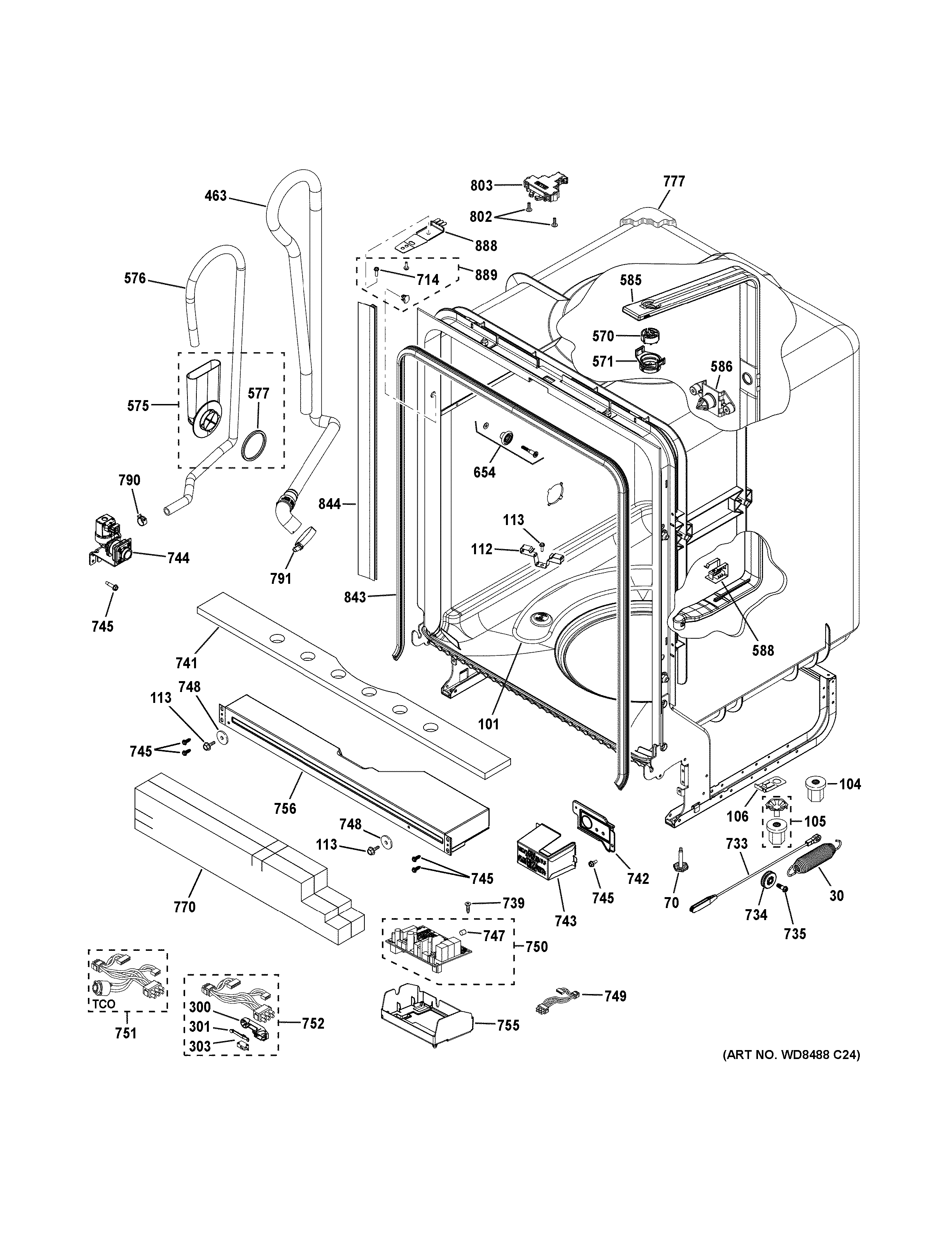GE GDF620HGJ6WW body parts diagram