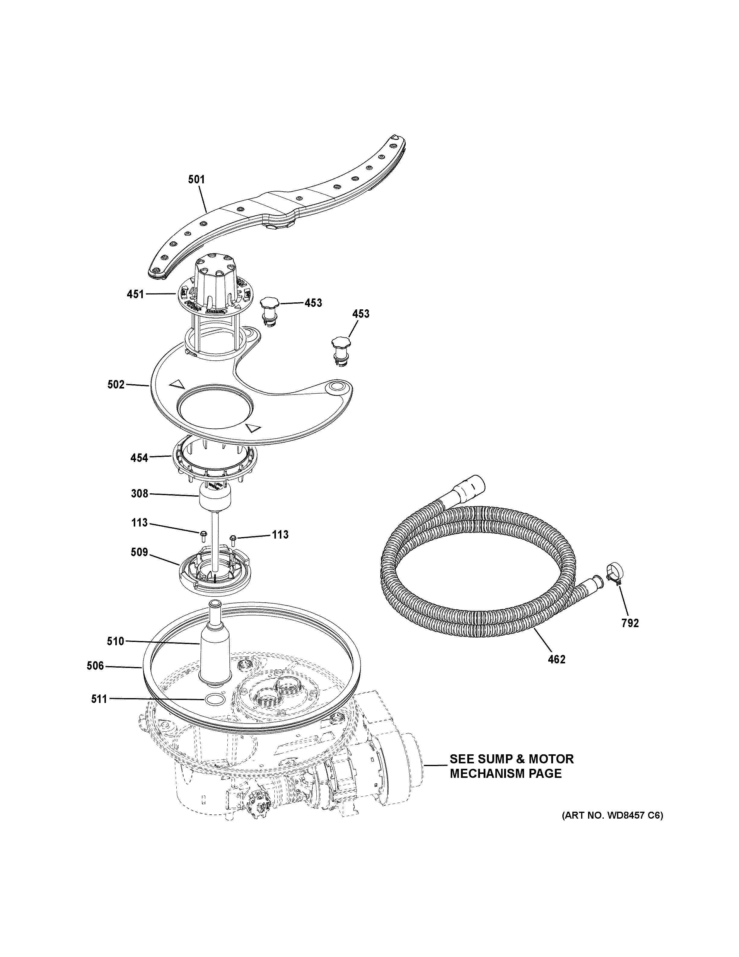 GE GDF620HGJ6WW sump & filter assembly diagram