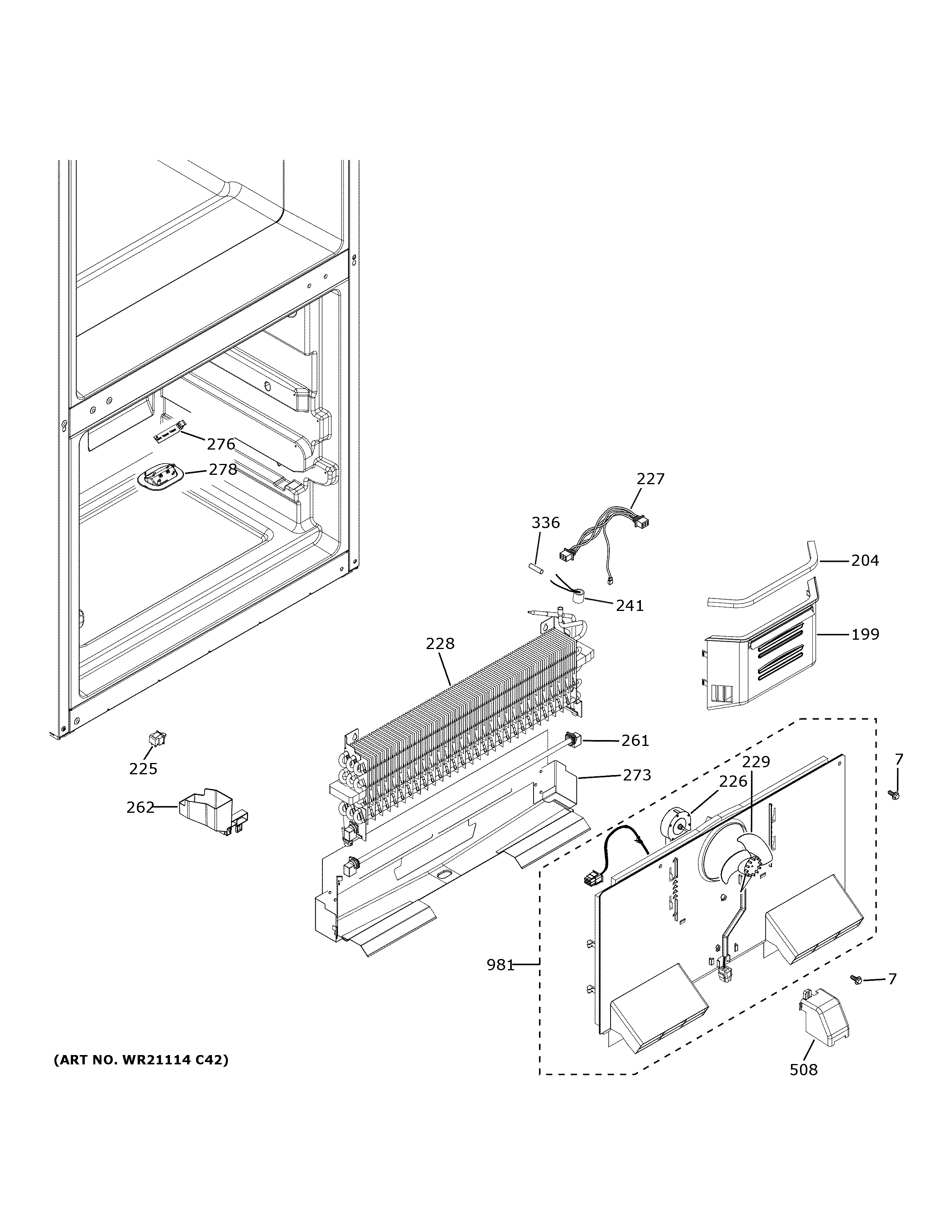 GE GBE21DSKPRSS freezer section diagram