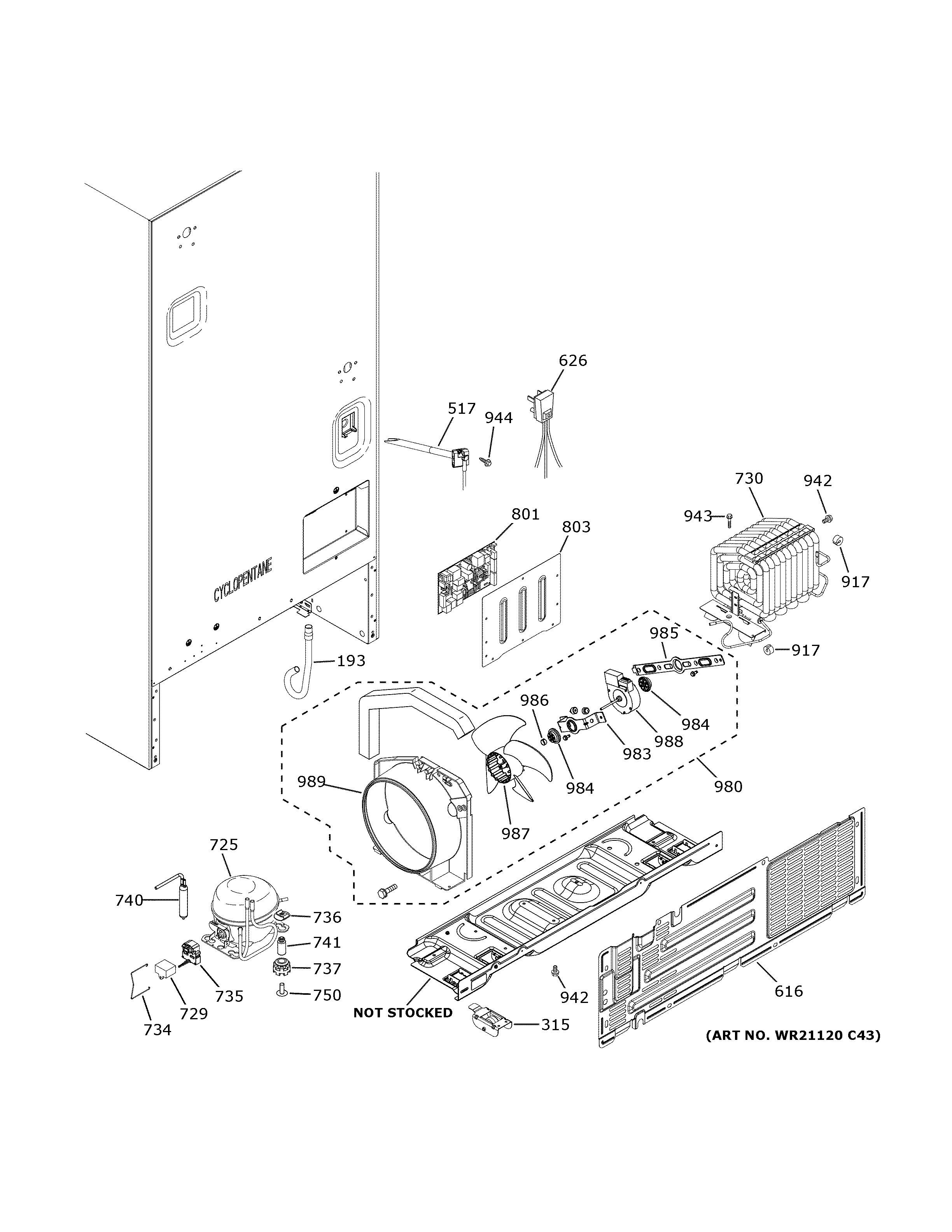 GE GBE21DSKPRSS machine compartment diagram