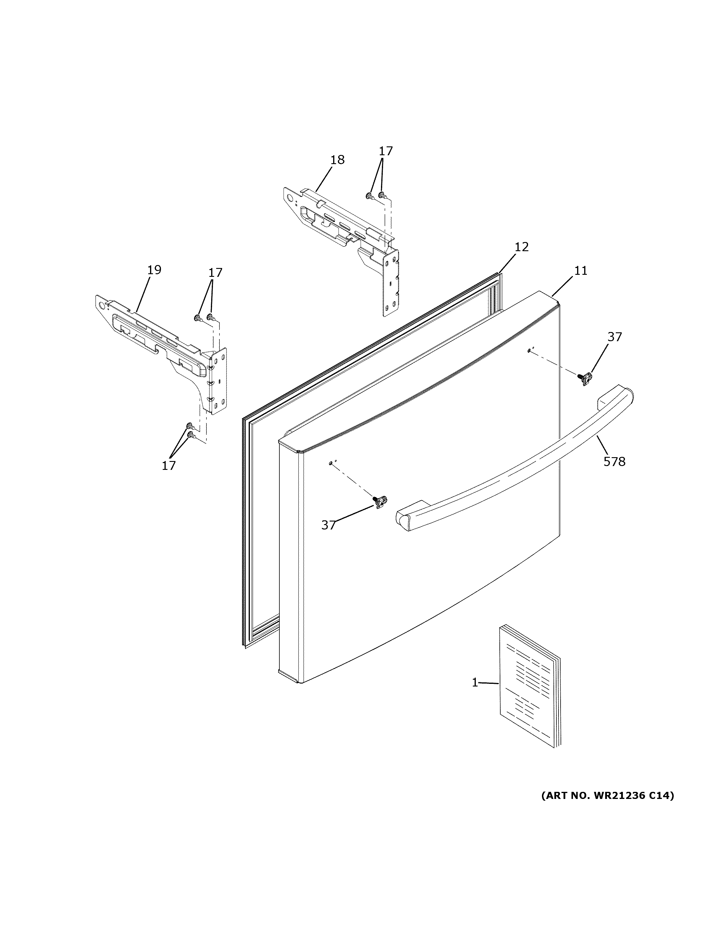 GE GWE19JMLPFES freezer door diagram