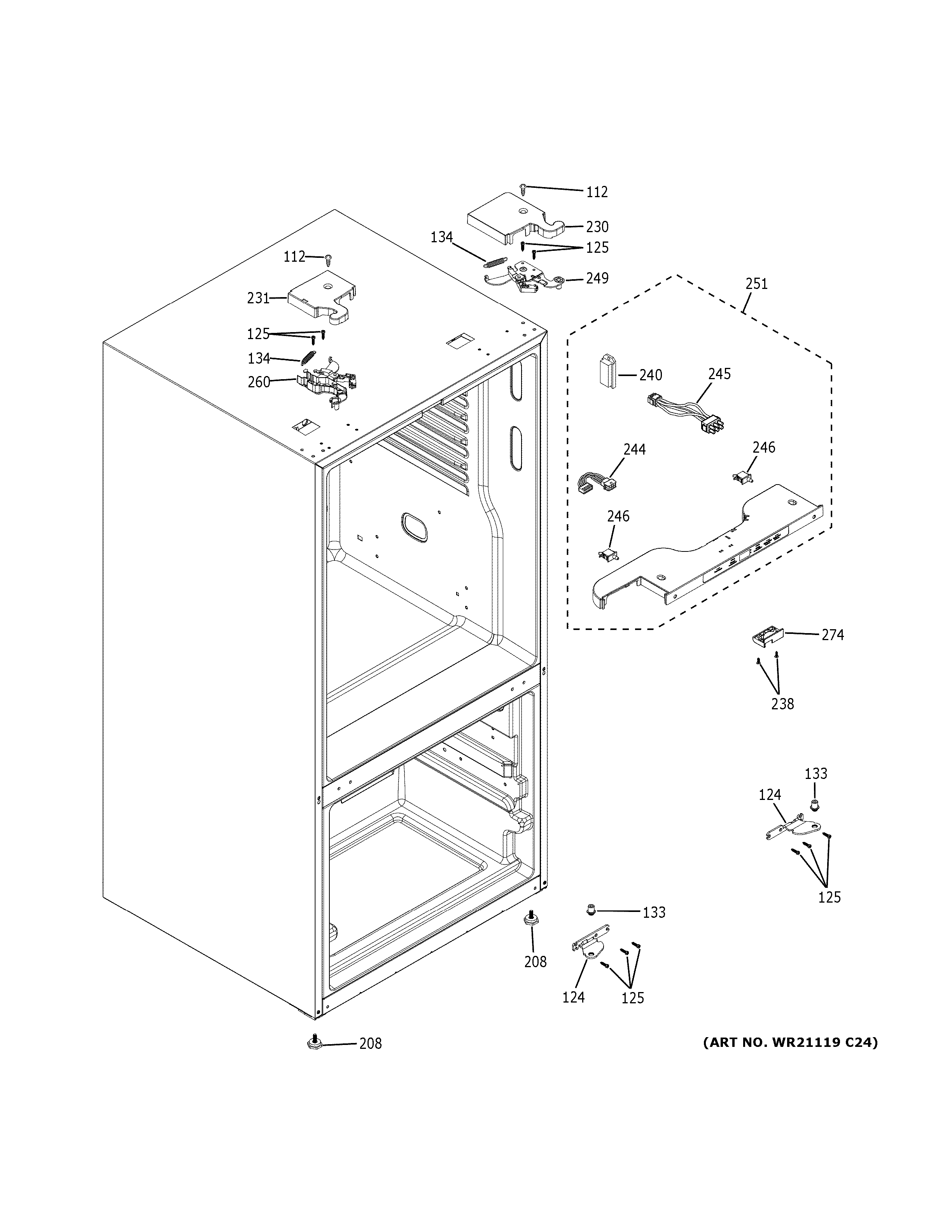 GE GNE21FMKPFES case parts diagram