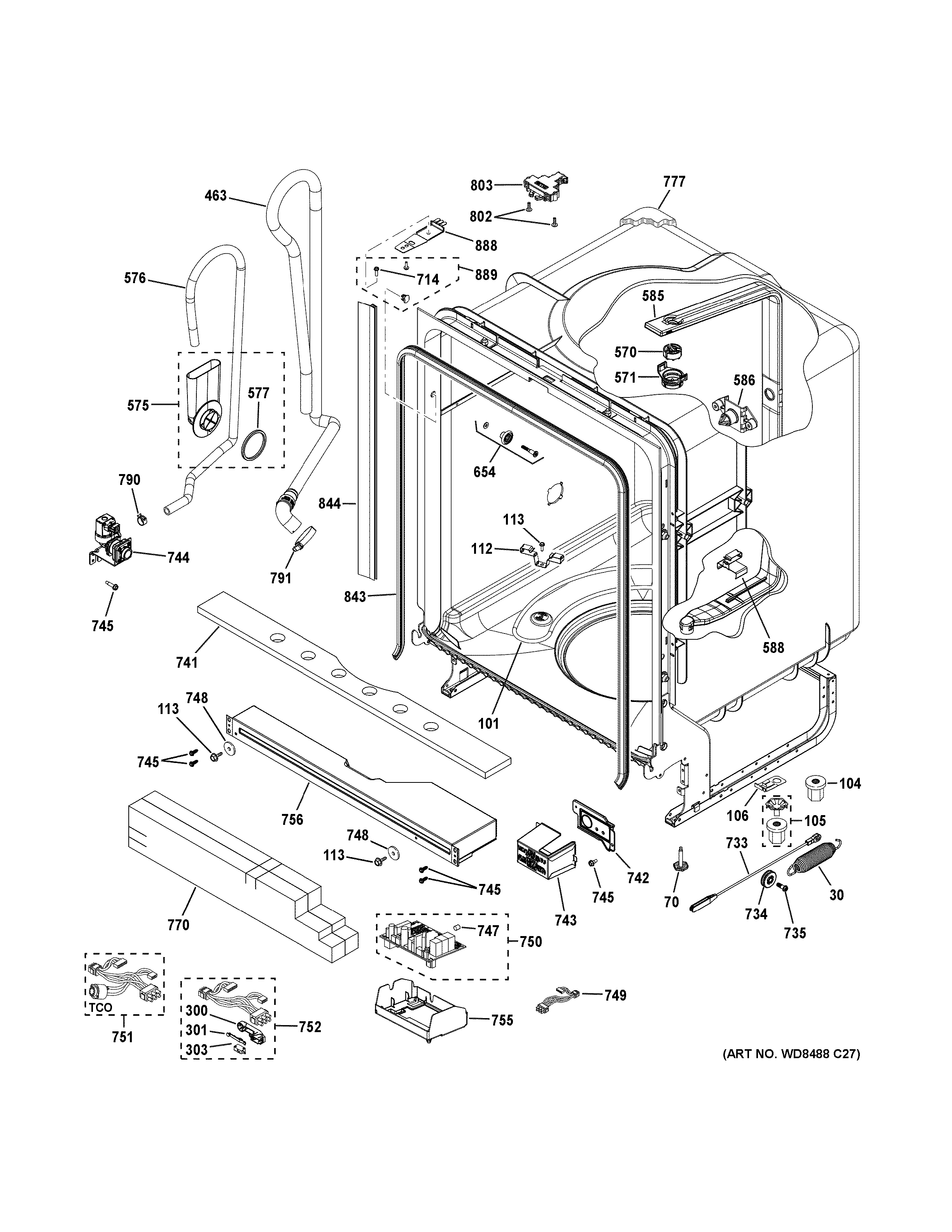 GE GDT635HGJ6BB body parts diagram