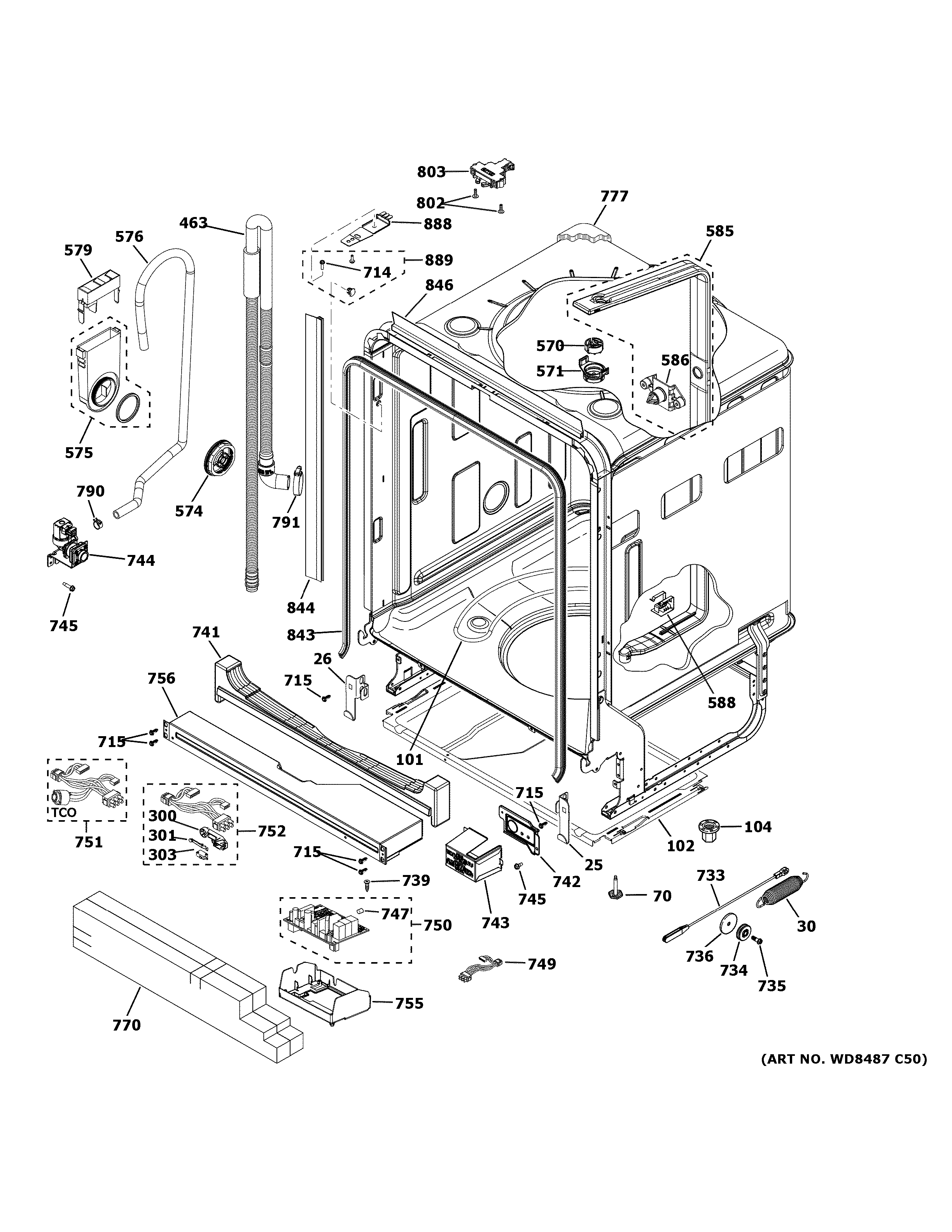 GE GDF650SMJ5ES body parts diagram