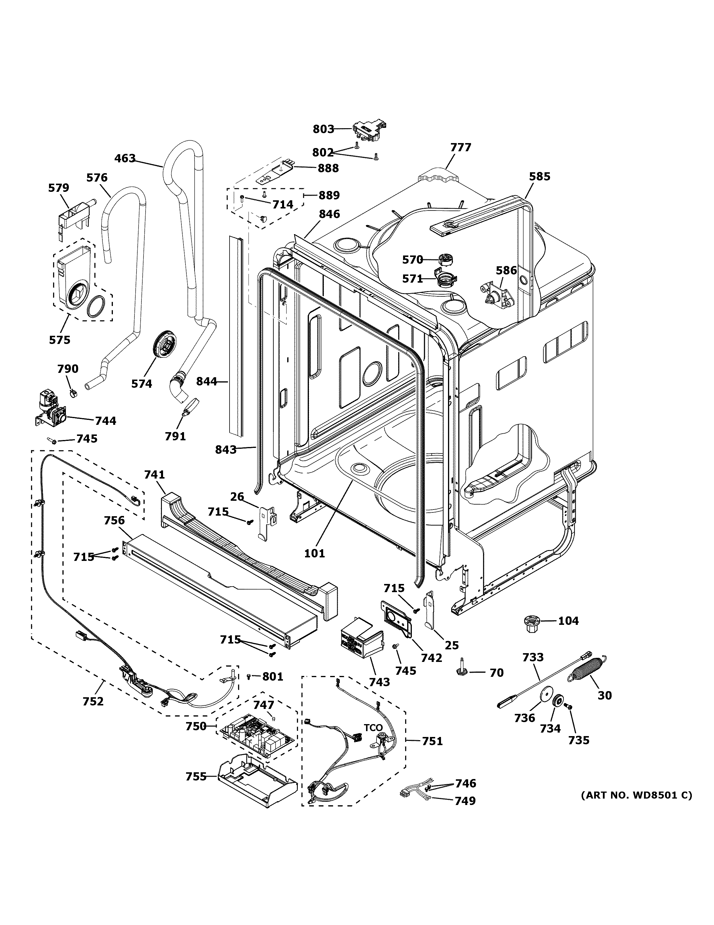 GE GDT645SSN0SS body parts diagram