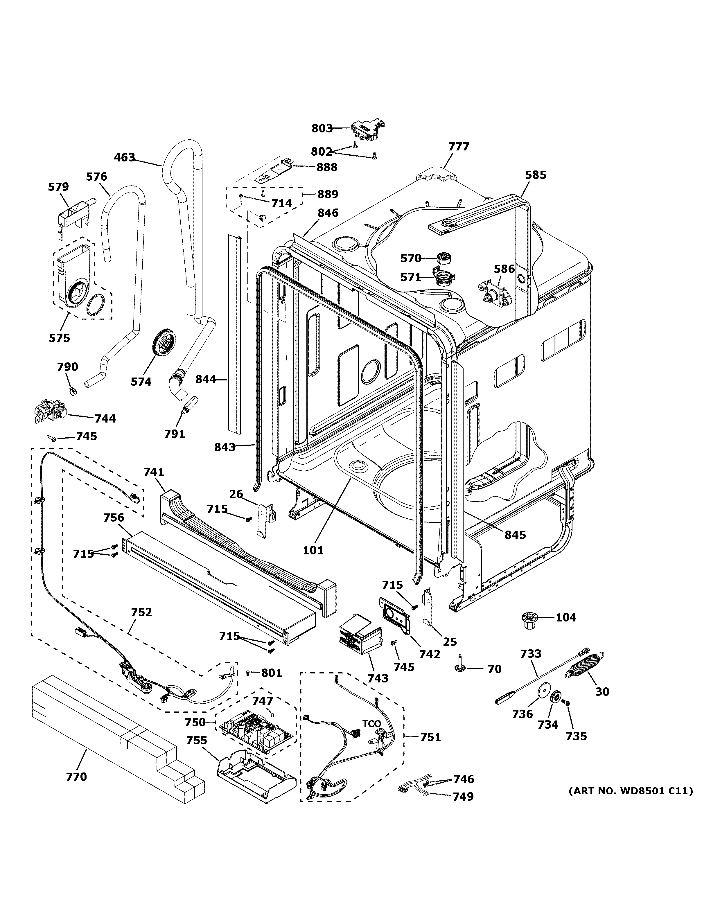 GE GDP665SYN2FS body parts (1) diagram