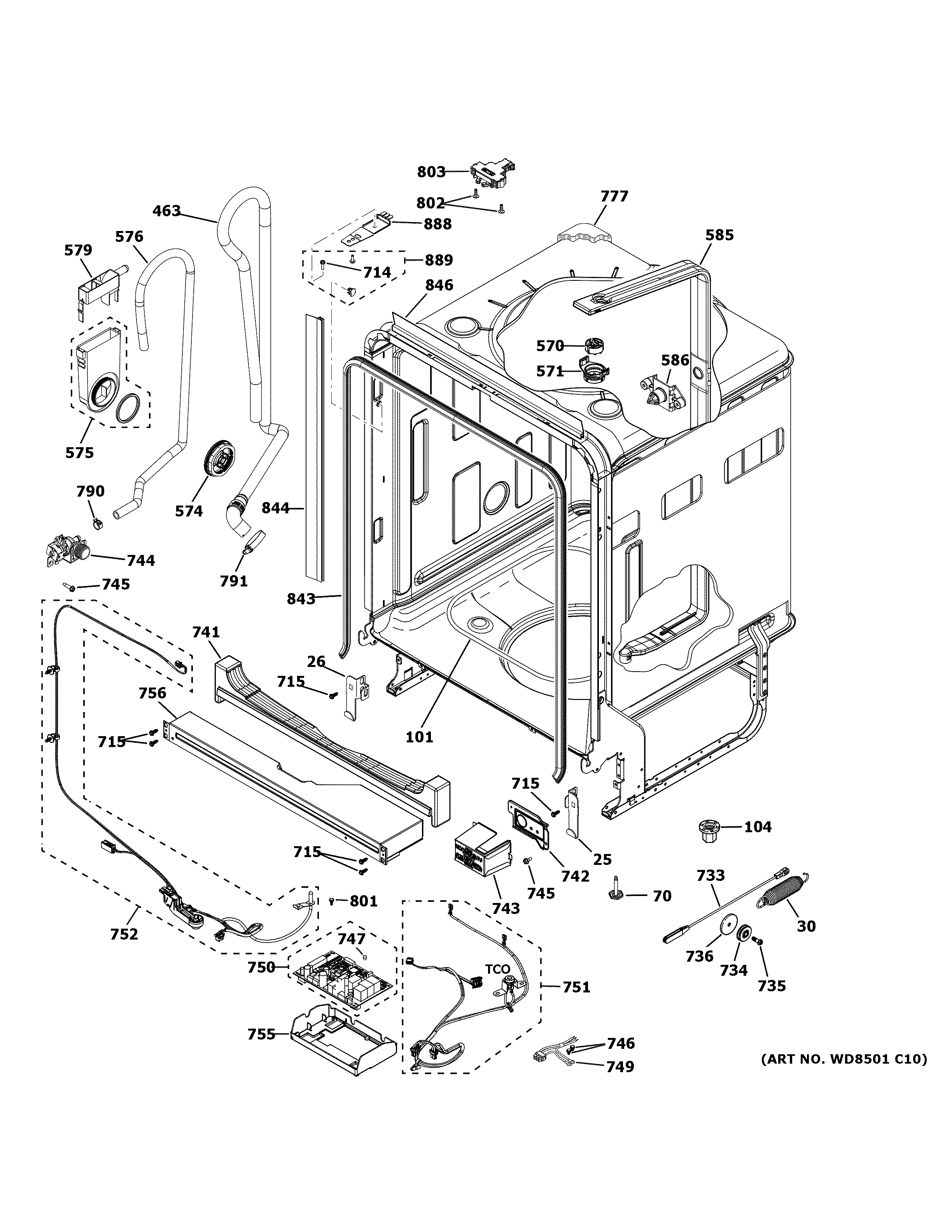 GE GDT645SGN2BB body parts diagram