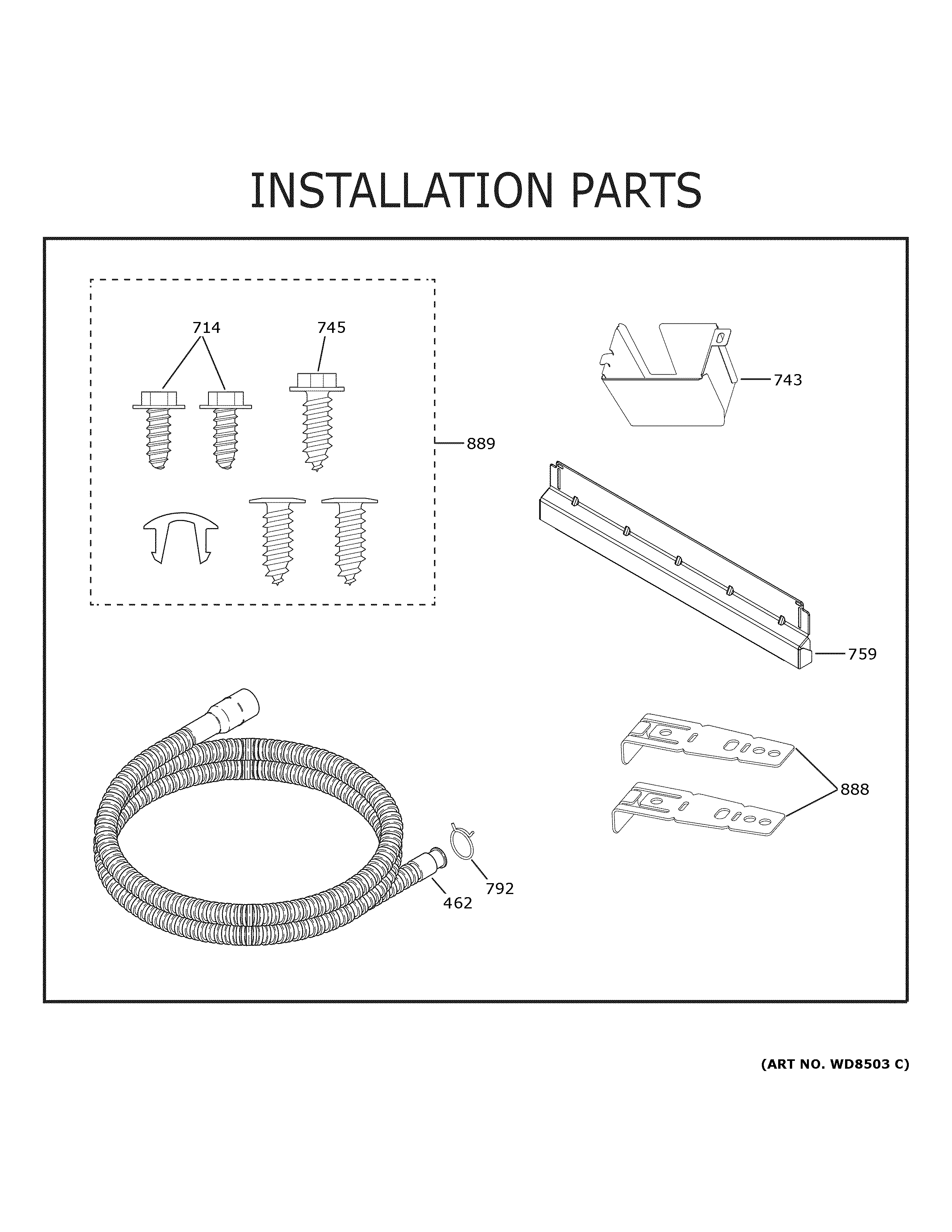 GE GDT535PSM4SS installation parts diagram