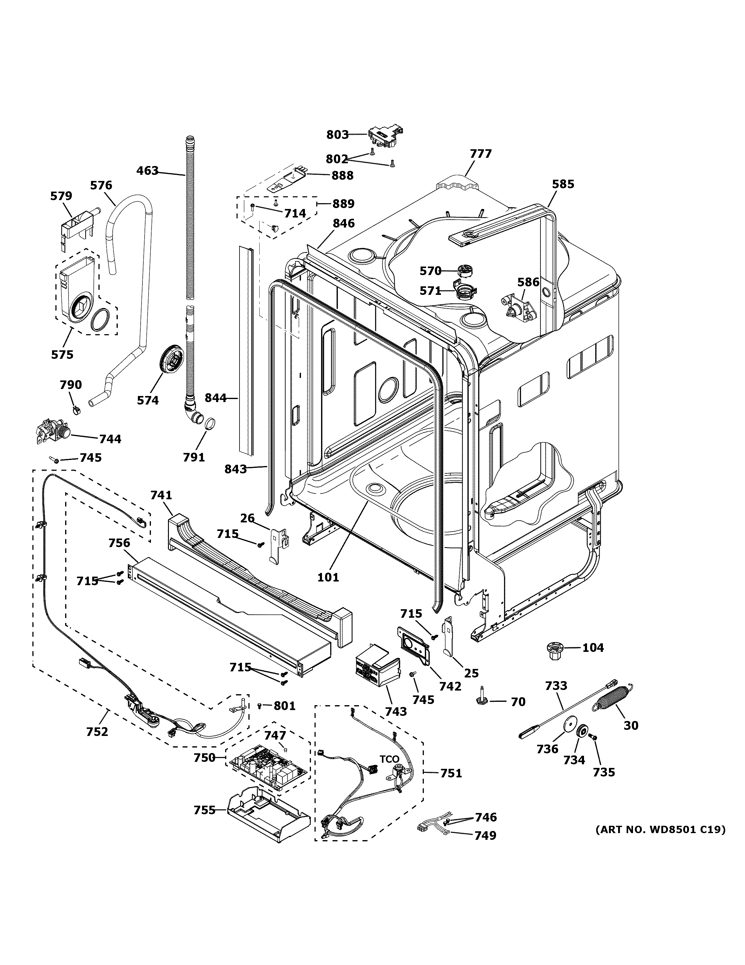 GE GDT645SSN3SS body parts diagram
