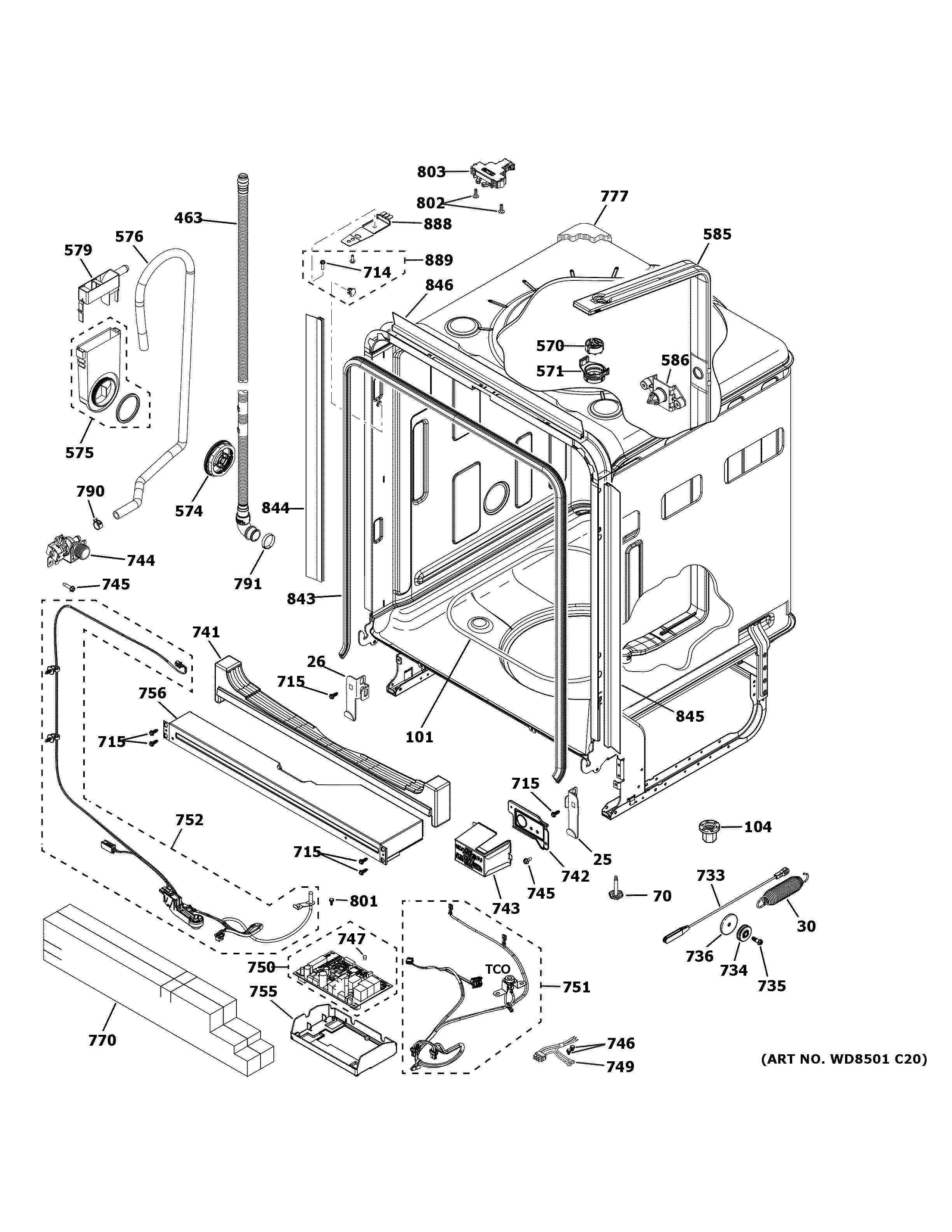 GE GDT665SGN3WW body parts (1) diagram