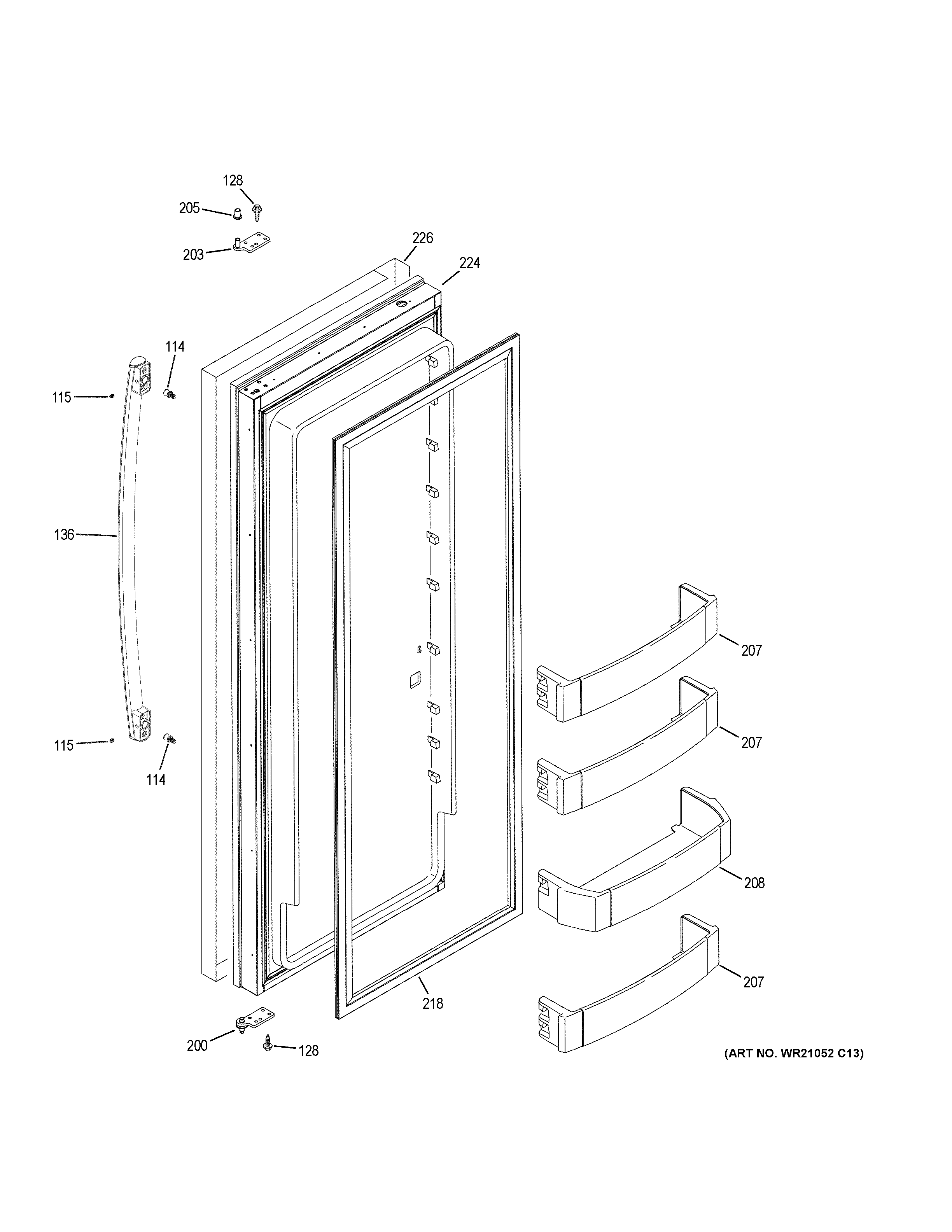 GE PSB48YSKCSS fresh food door diagram