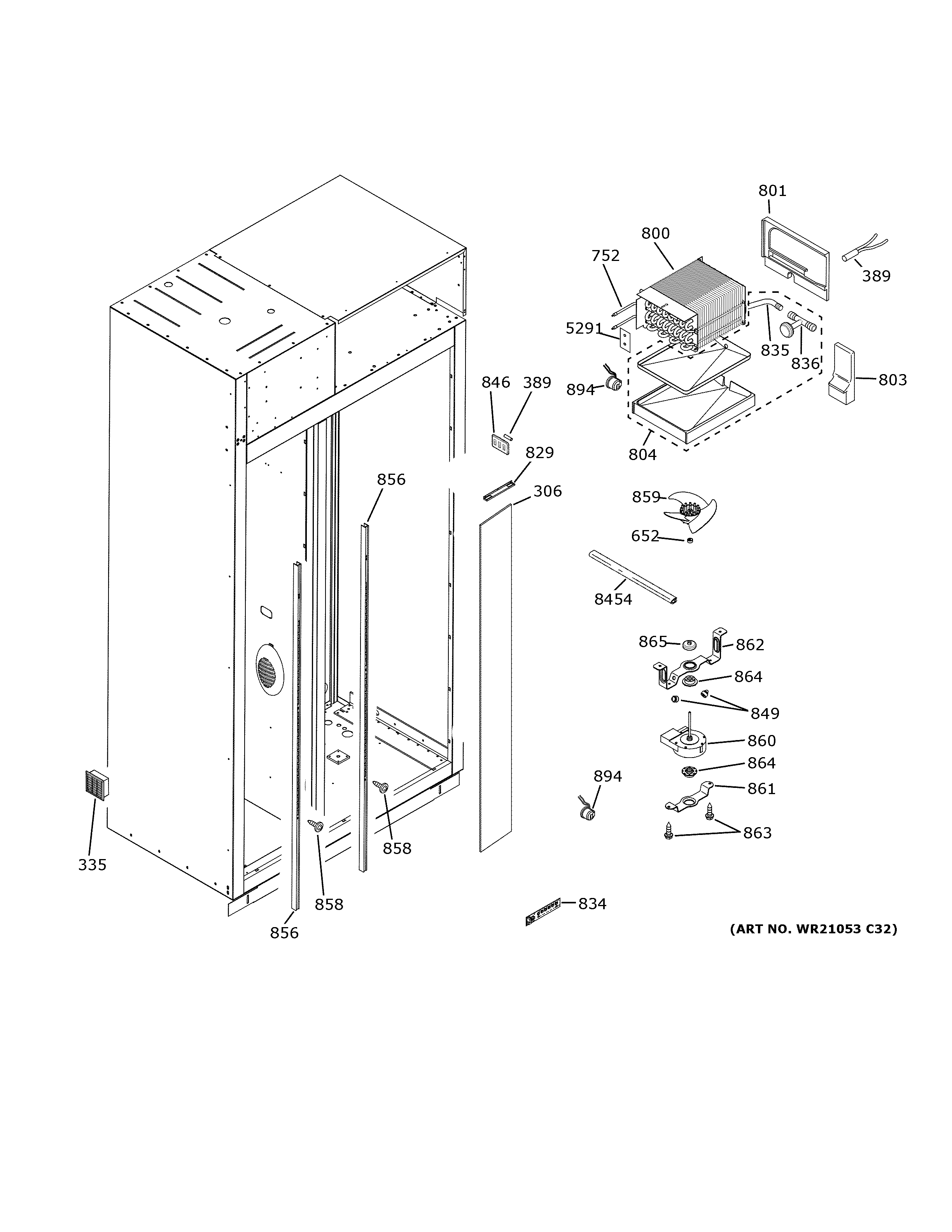 GE PSB48YSKCSS freezer section diagram