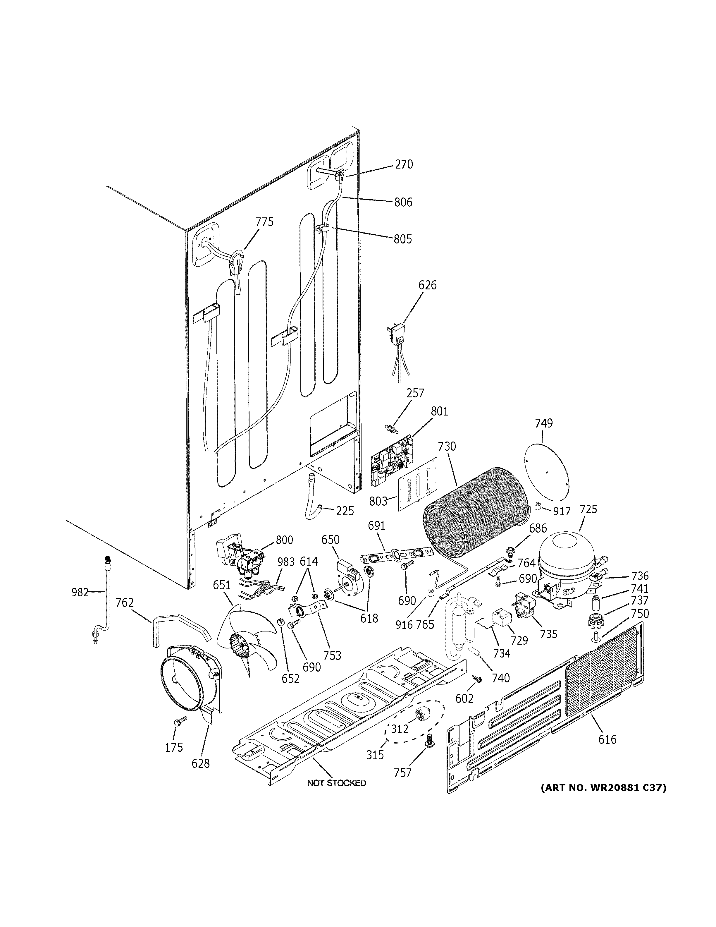 GE GSE25GSHPCSS machine compartment diagram