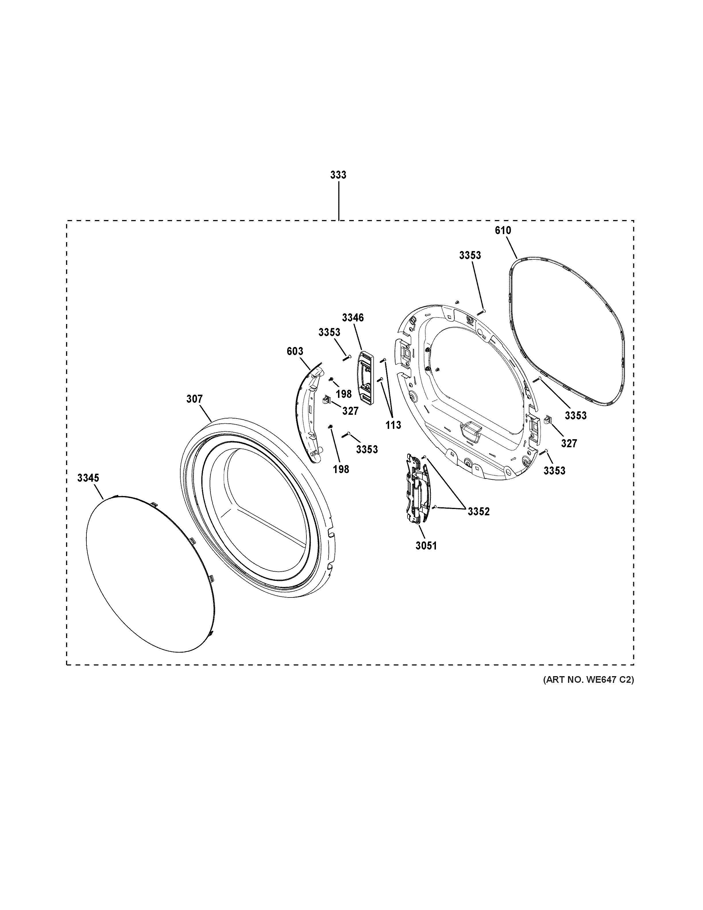 GE GFD45ESSK0WW door diagram