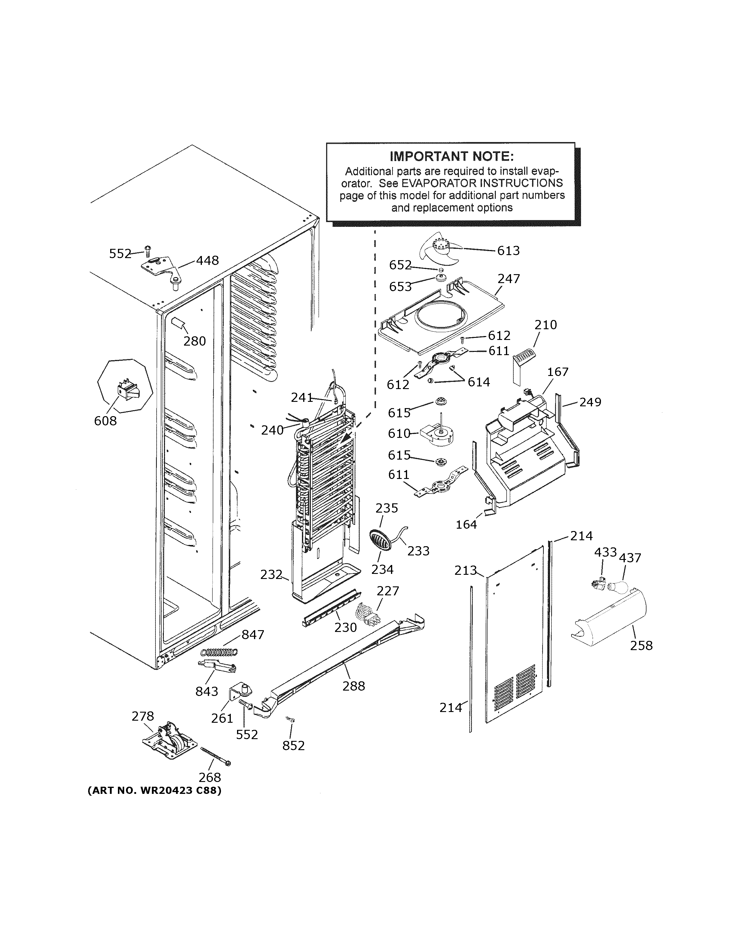 GE GSS25CSHMCSS freezer section diagram