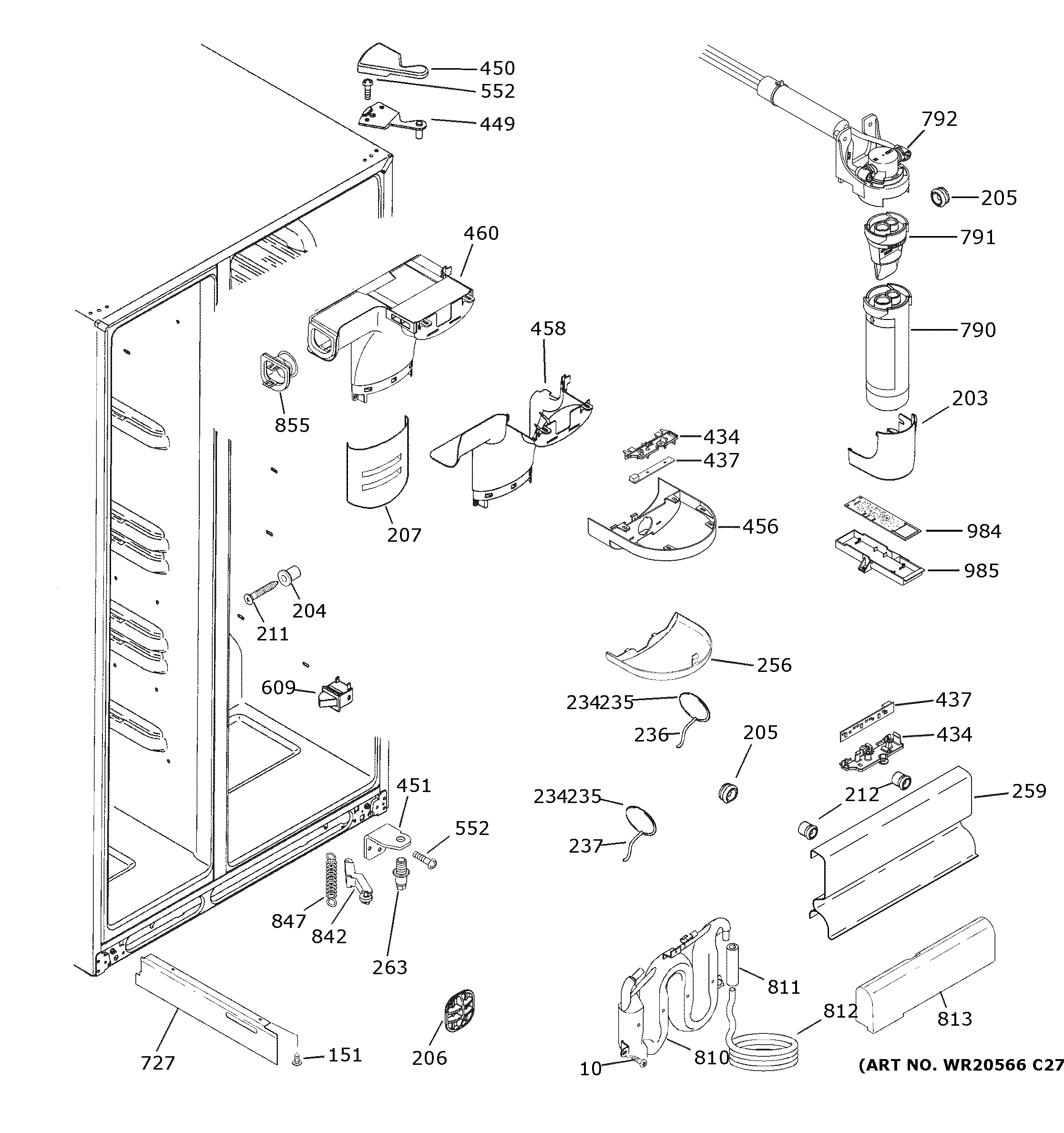 GE GSS25LSLMCSS fresh food section diagram