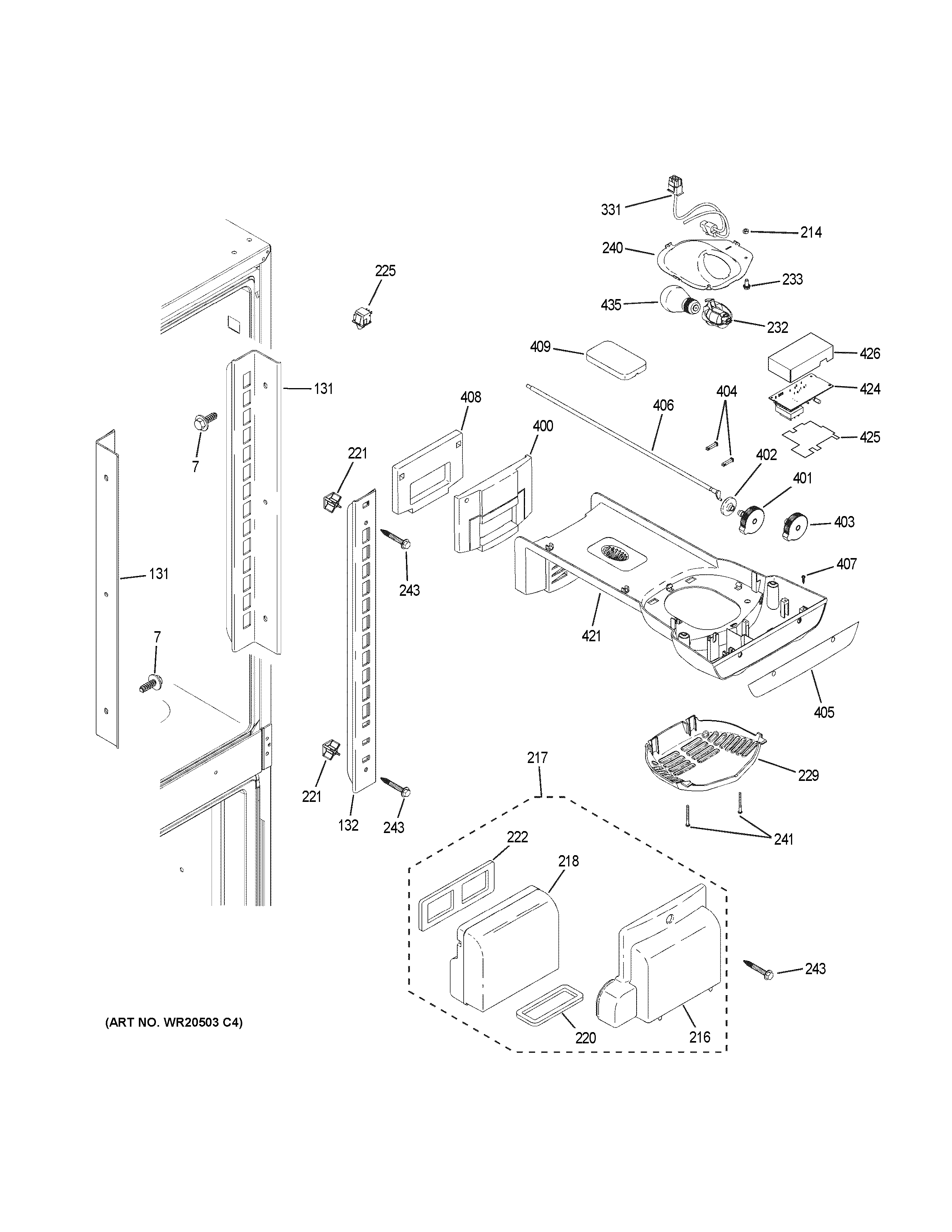 GE GBS20EGHBRBB fresh food section diagram