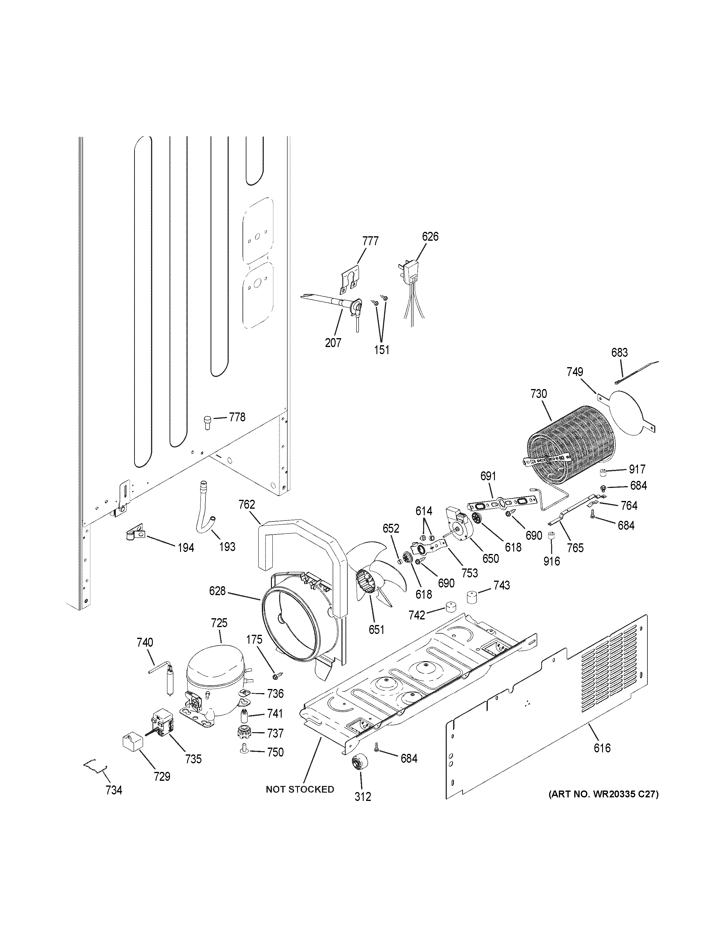 GE GBS20EGHBRBB machine compartment diagram