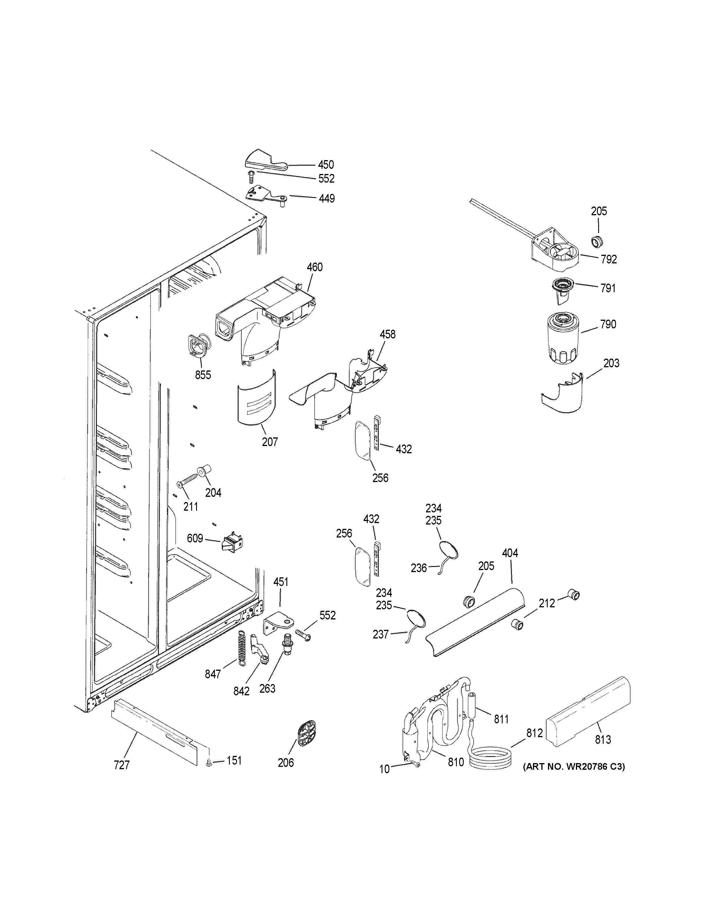 GE PSS28KSHECSS fresh food section diagram