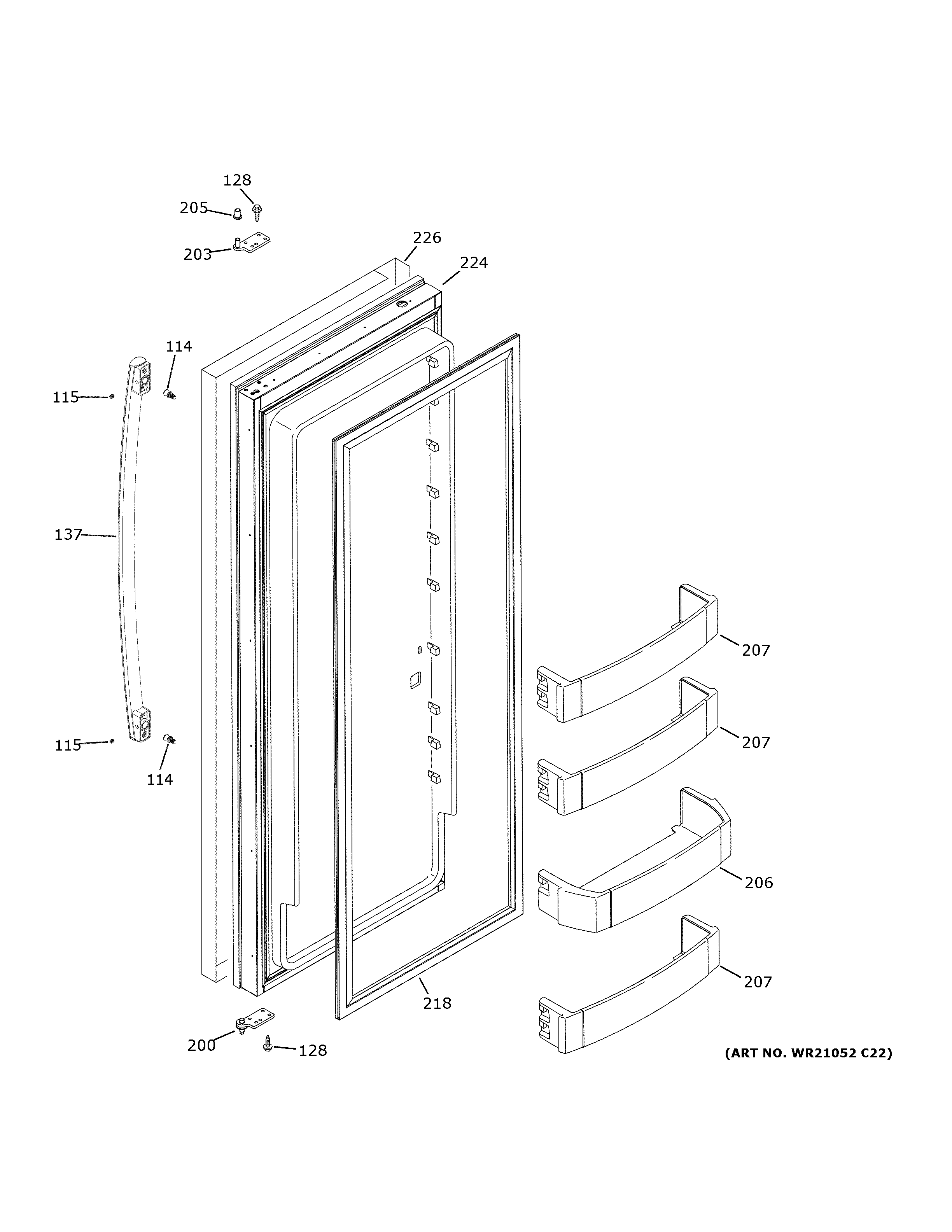GE PSB42YSNBSS fresh food door diagram