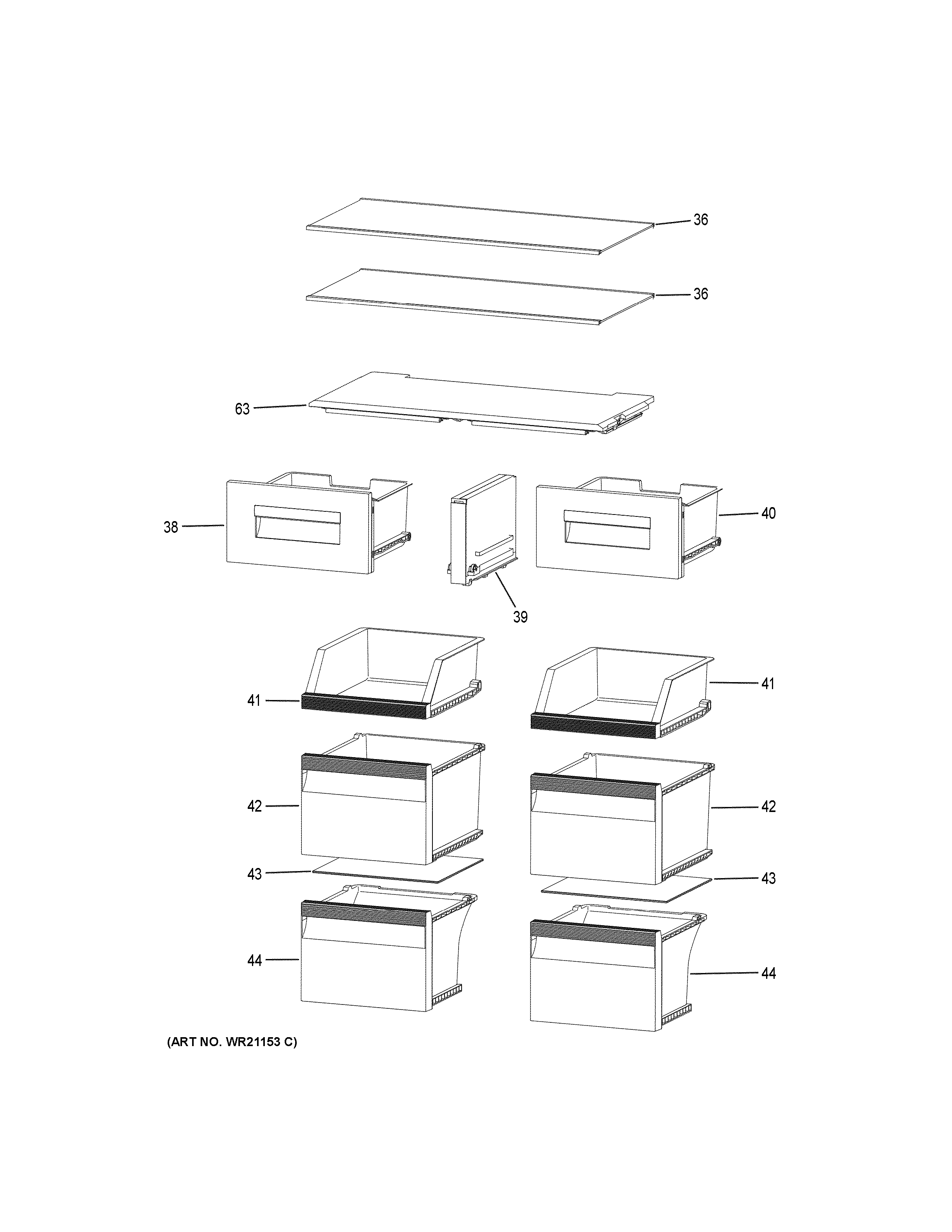 Haier HRQ16N3BGS shelves & drawers diagram
