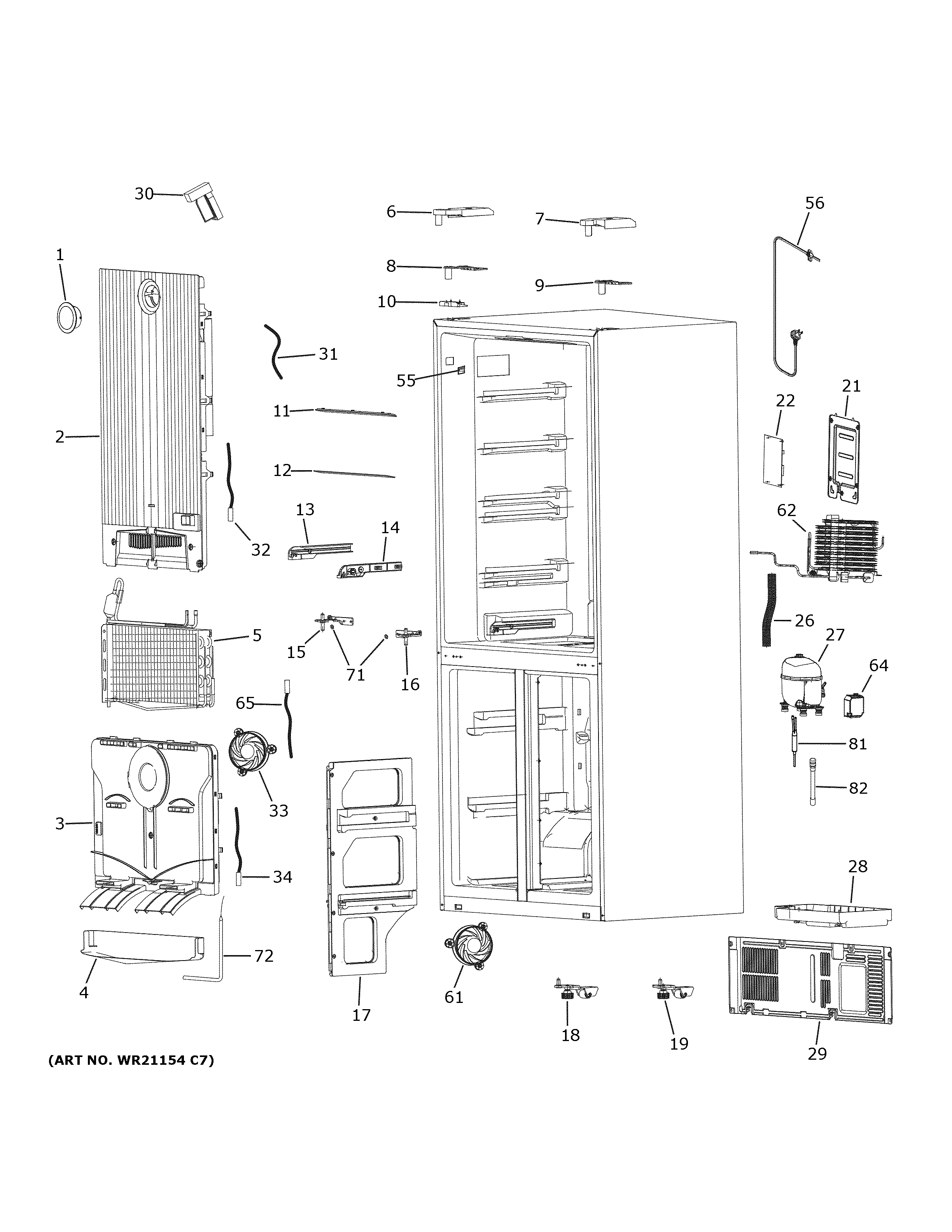 Haier HRQ16N3BGS cabinet diagram