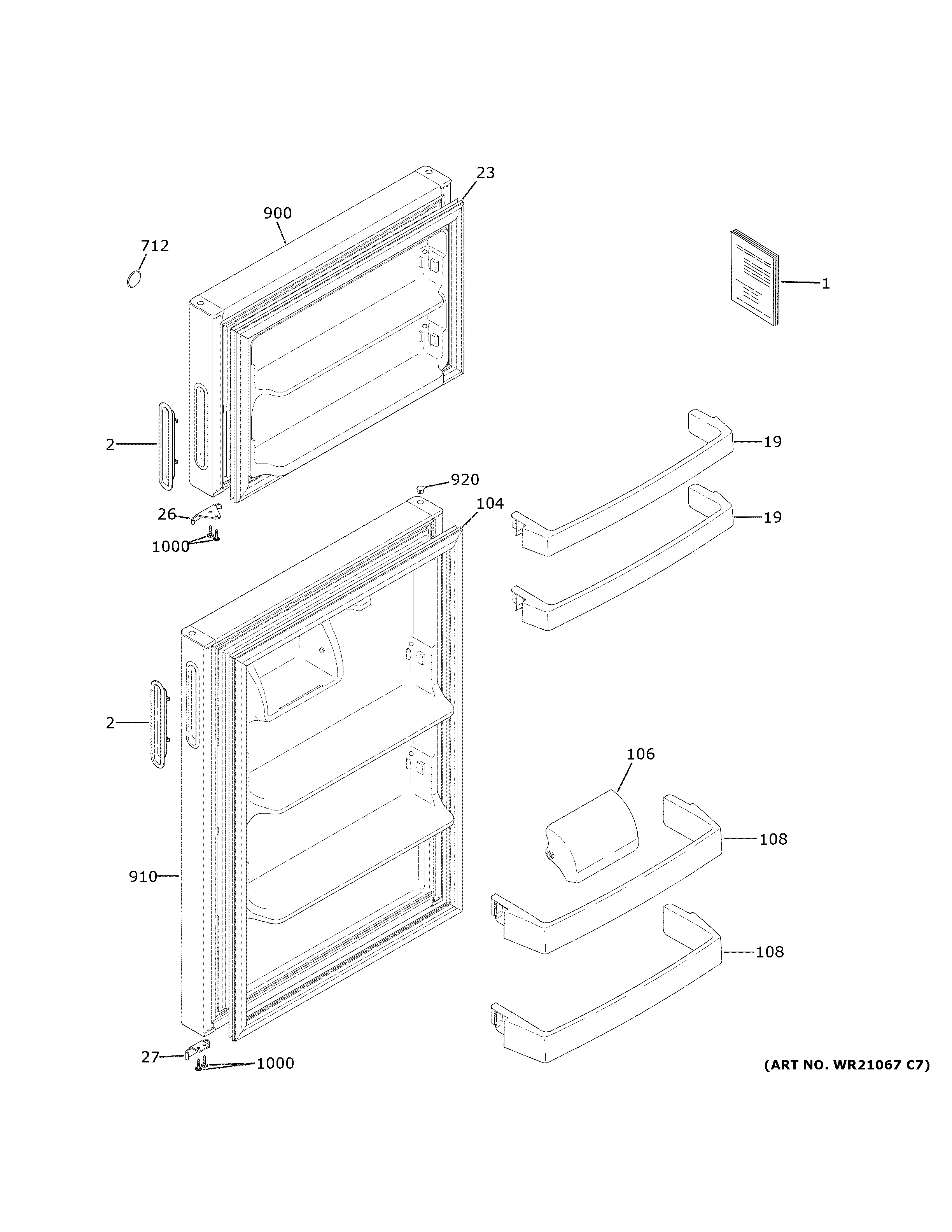 GE GPE17CTNERWW doors diagram