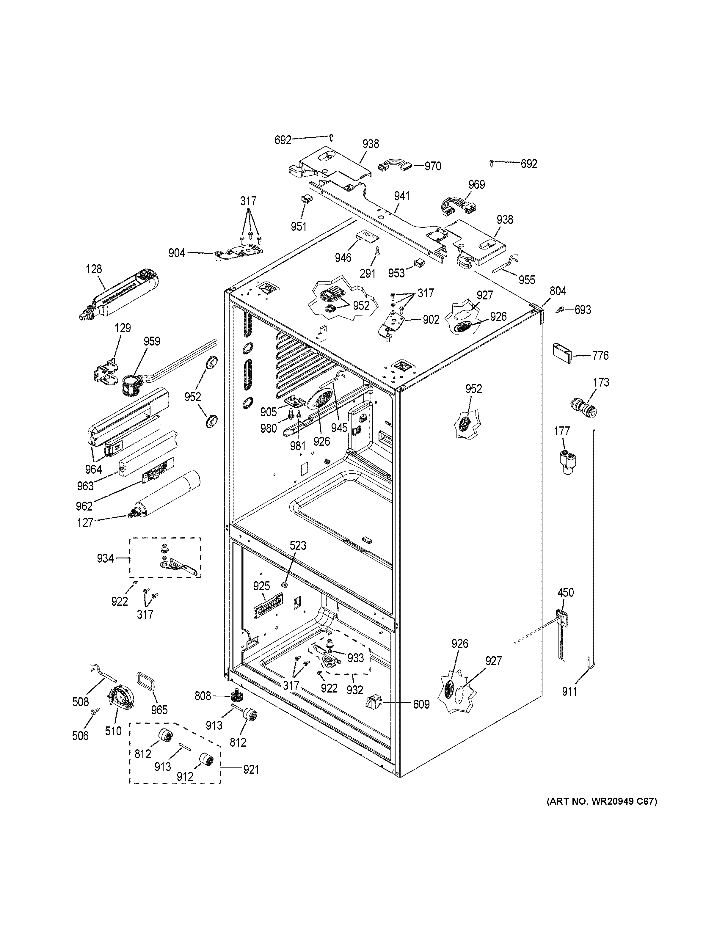 GE PFD28KMLBES case parts diagram