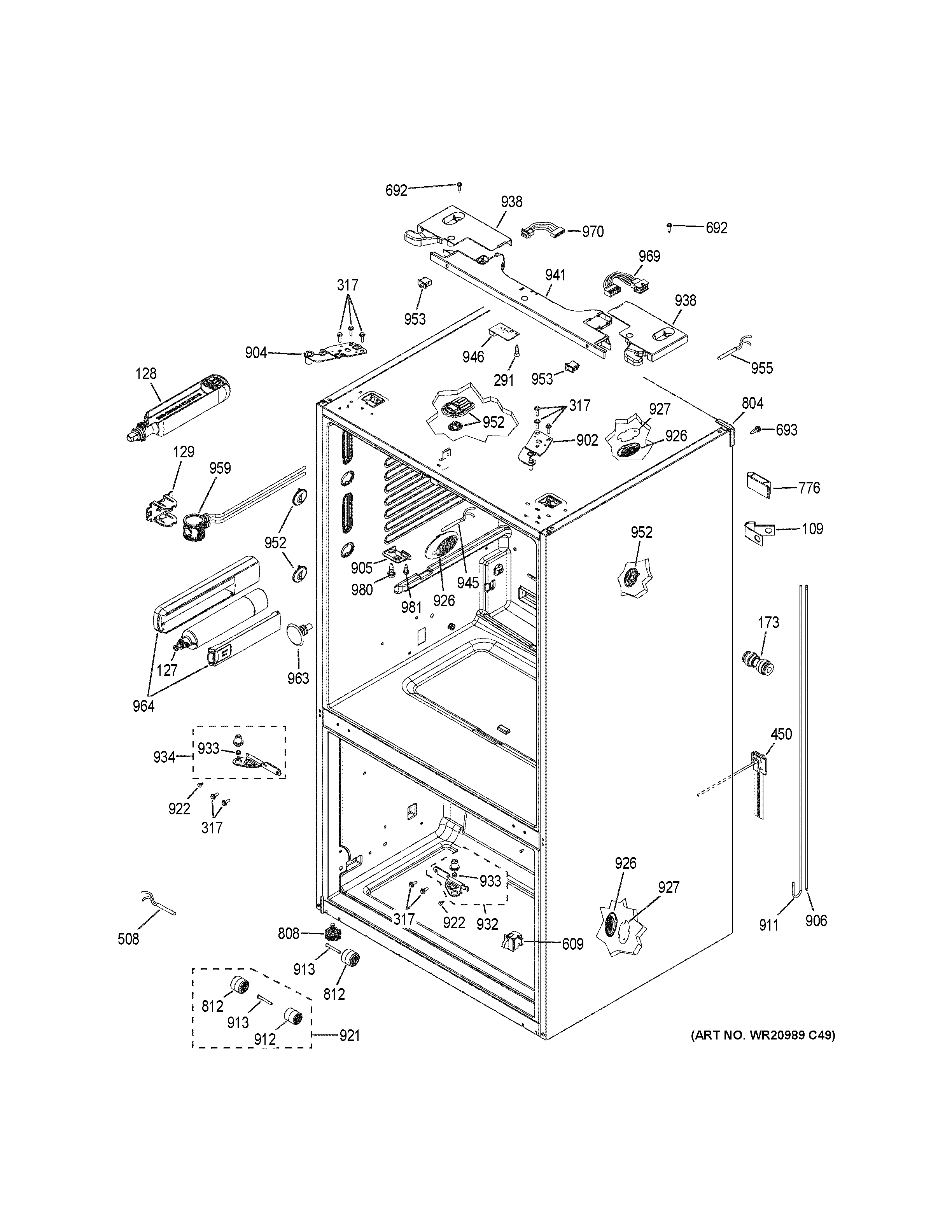 GE GNE29GGKCWW case parts diagram