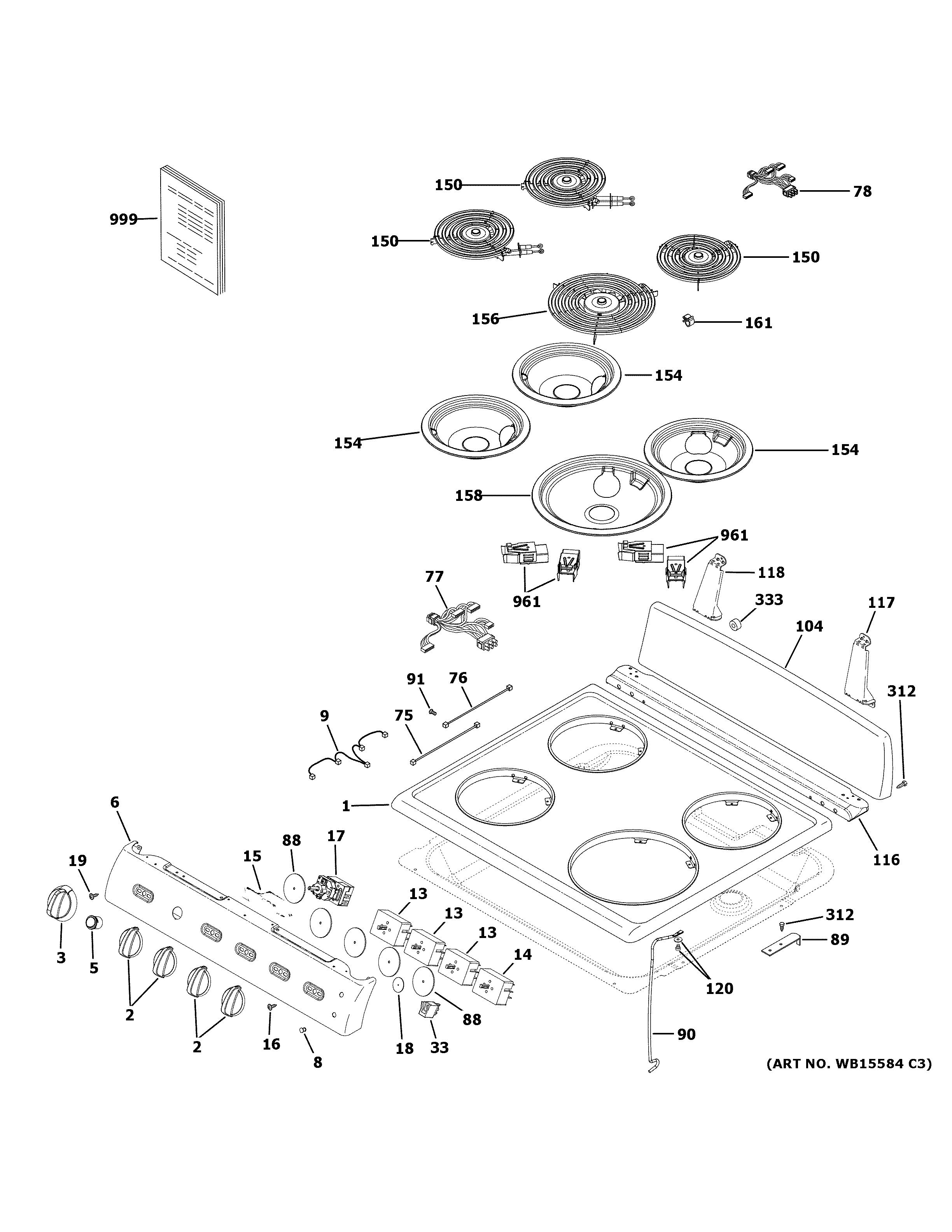 Hotpoint RAS240DM1WW control panel & cooktop diagram