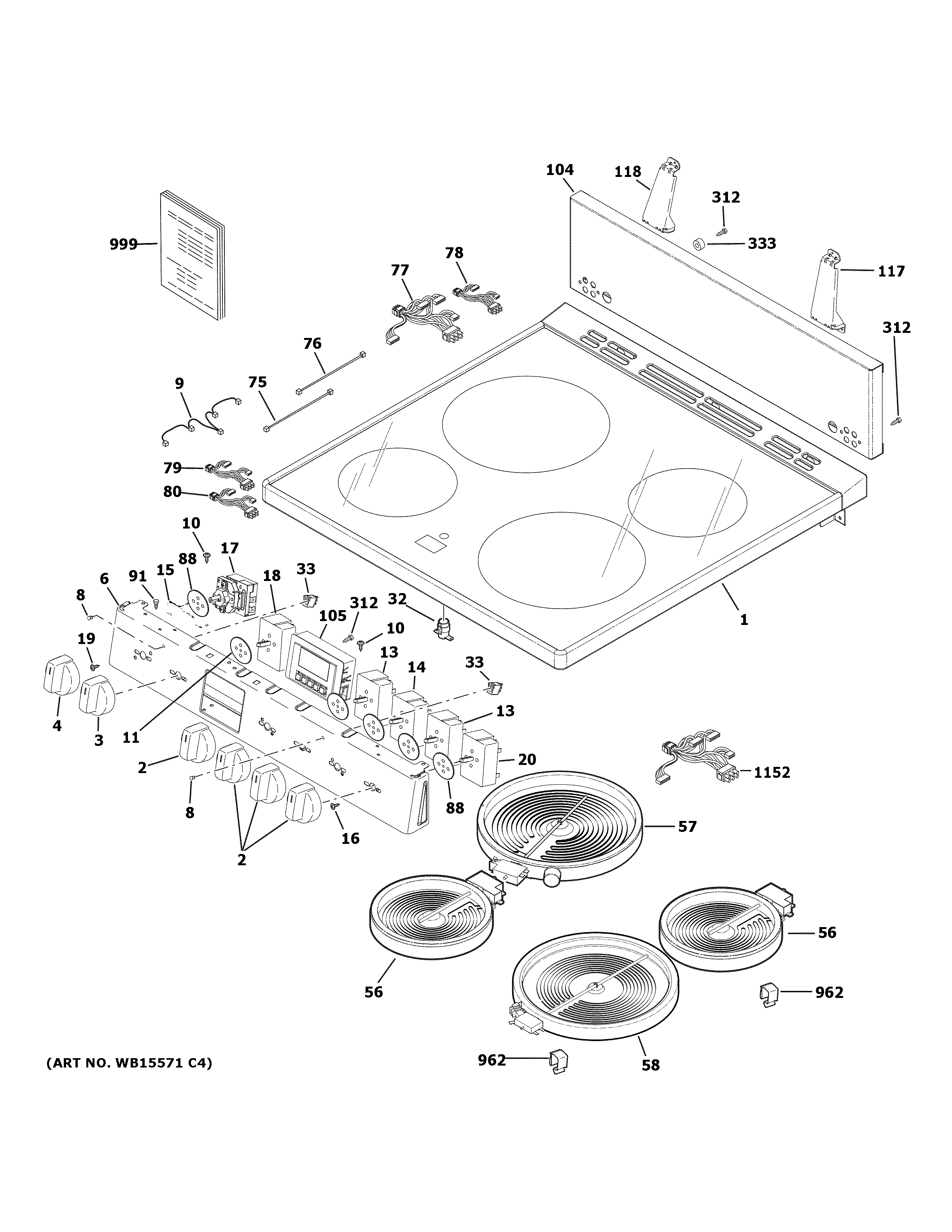 Haier QAS740RM1SS control panel & cooktop diagram