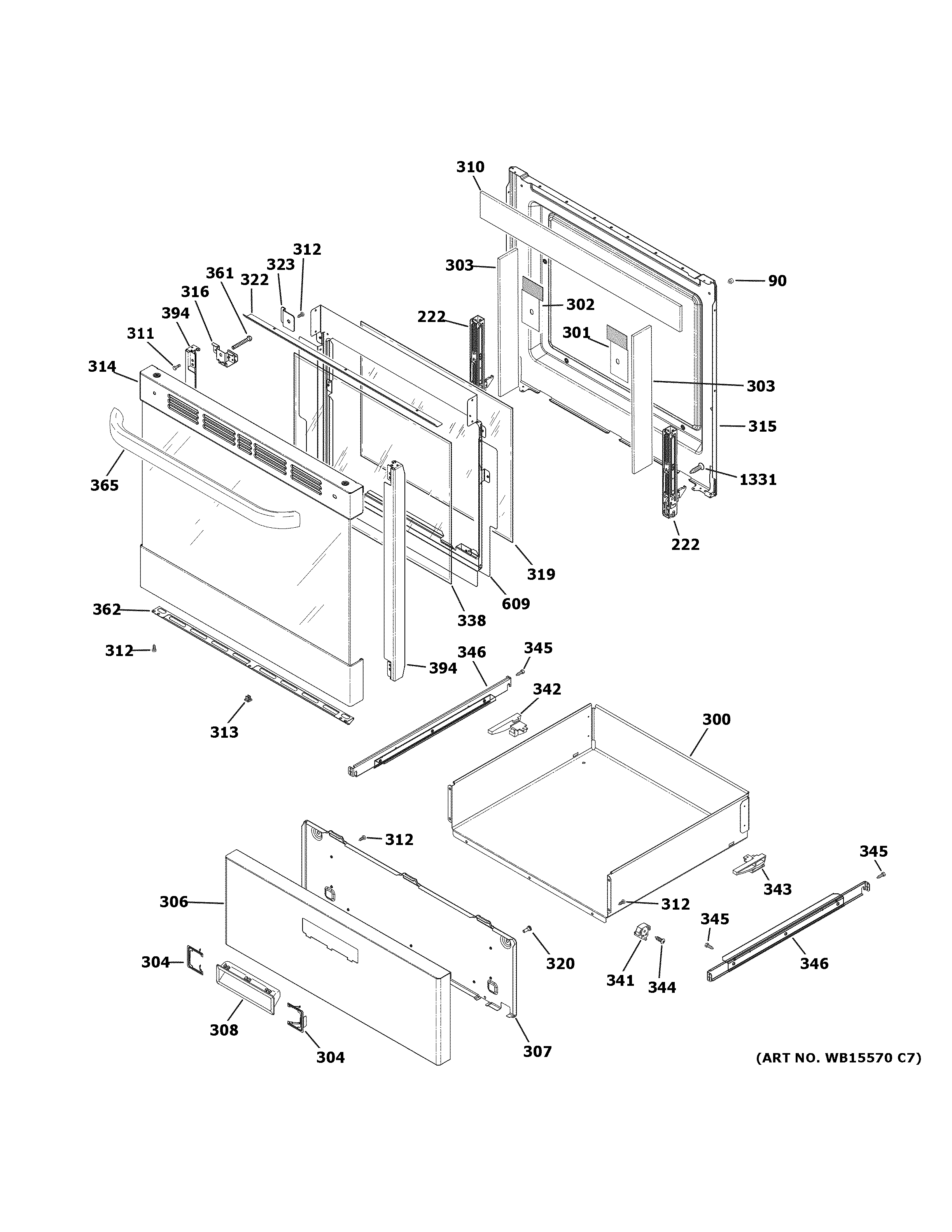 Haier QAS740RM1SS door & drawer parts diagram