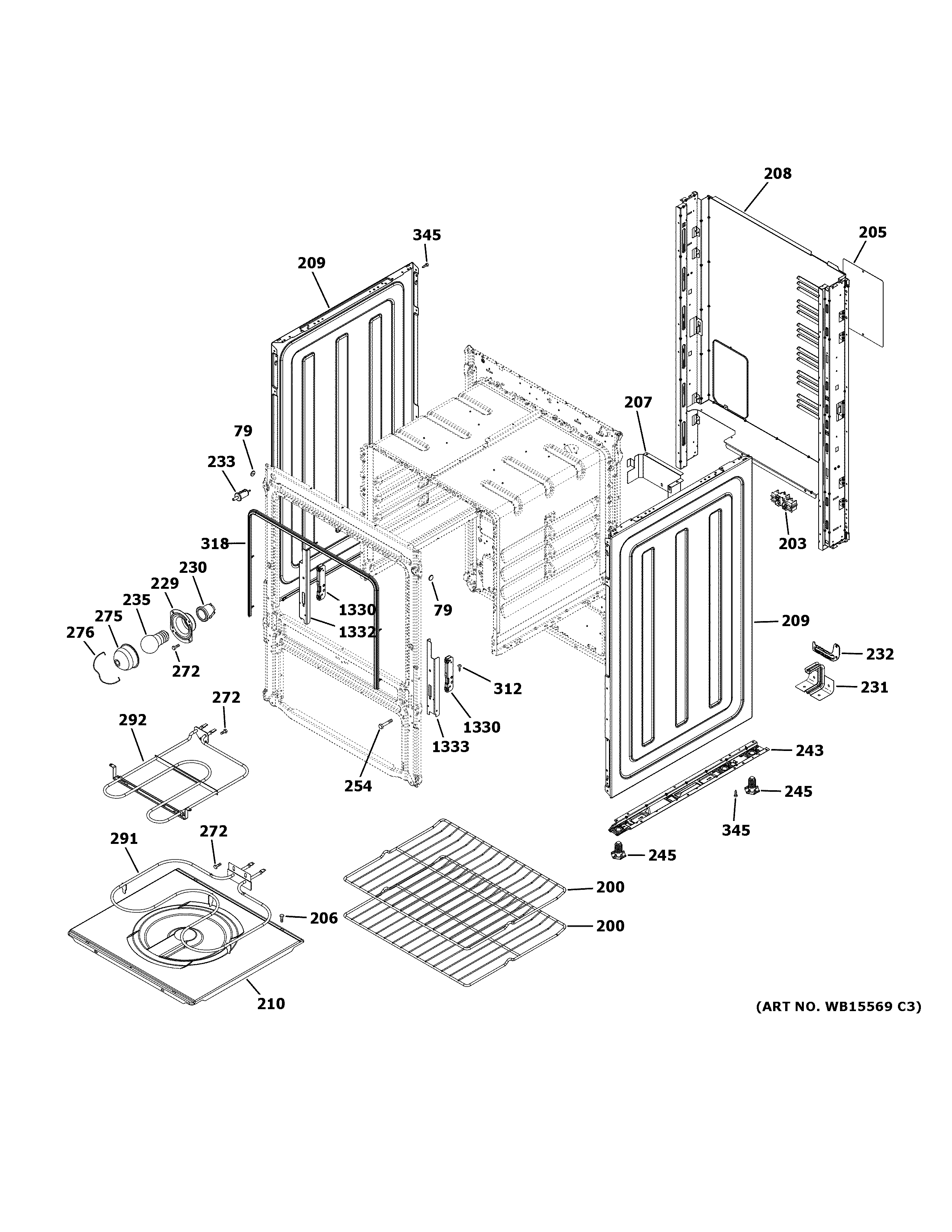 GE JAS640RM2SS body parts diagram