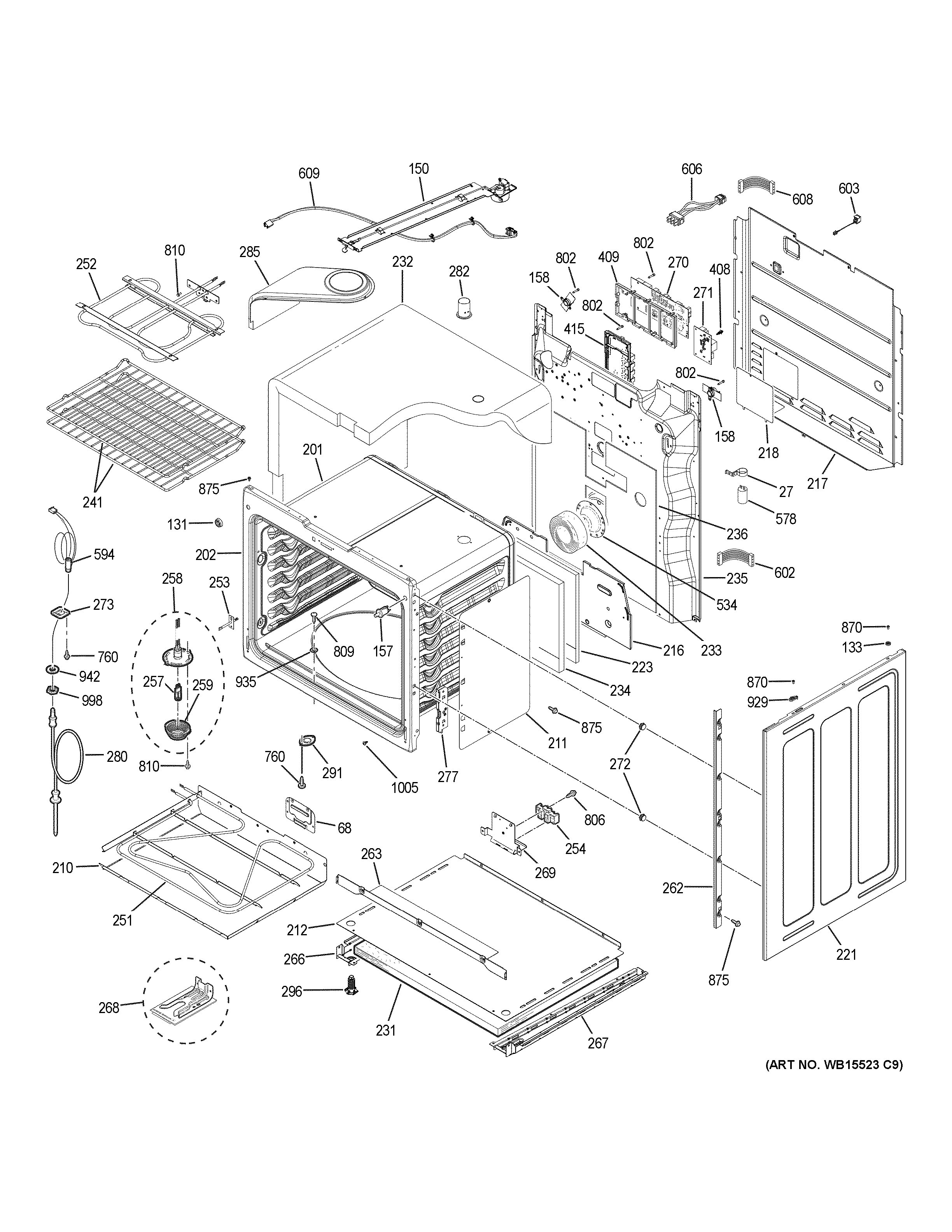 GE PS960EL1ES lower oven diagram