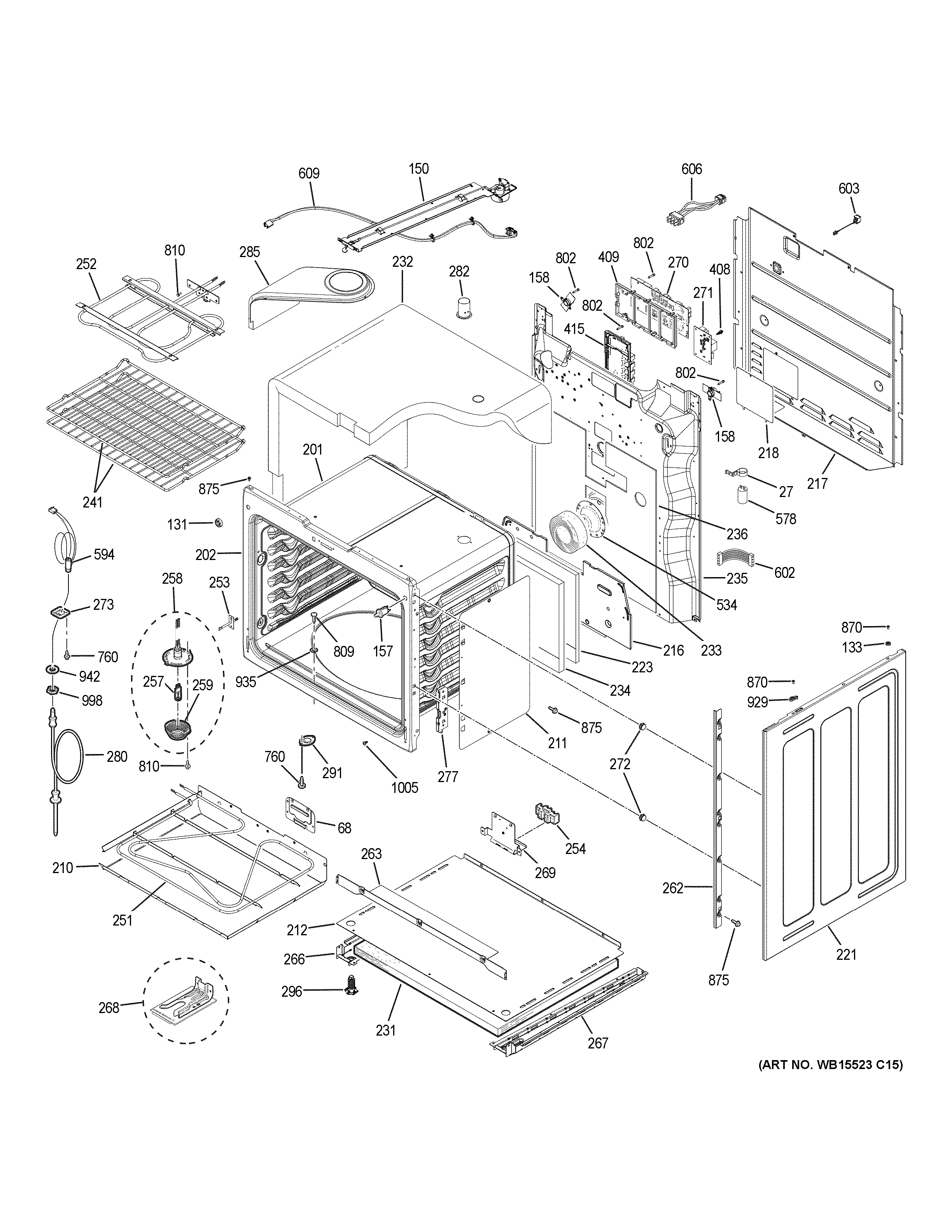 GE PS960FL3DS lower oven diagram
