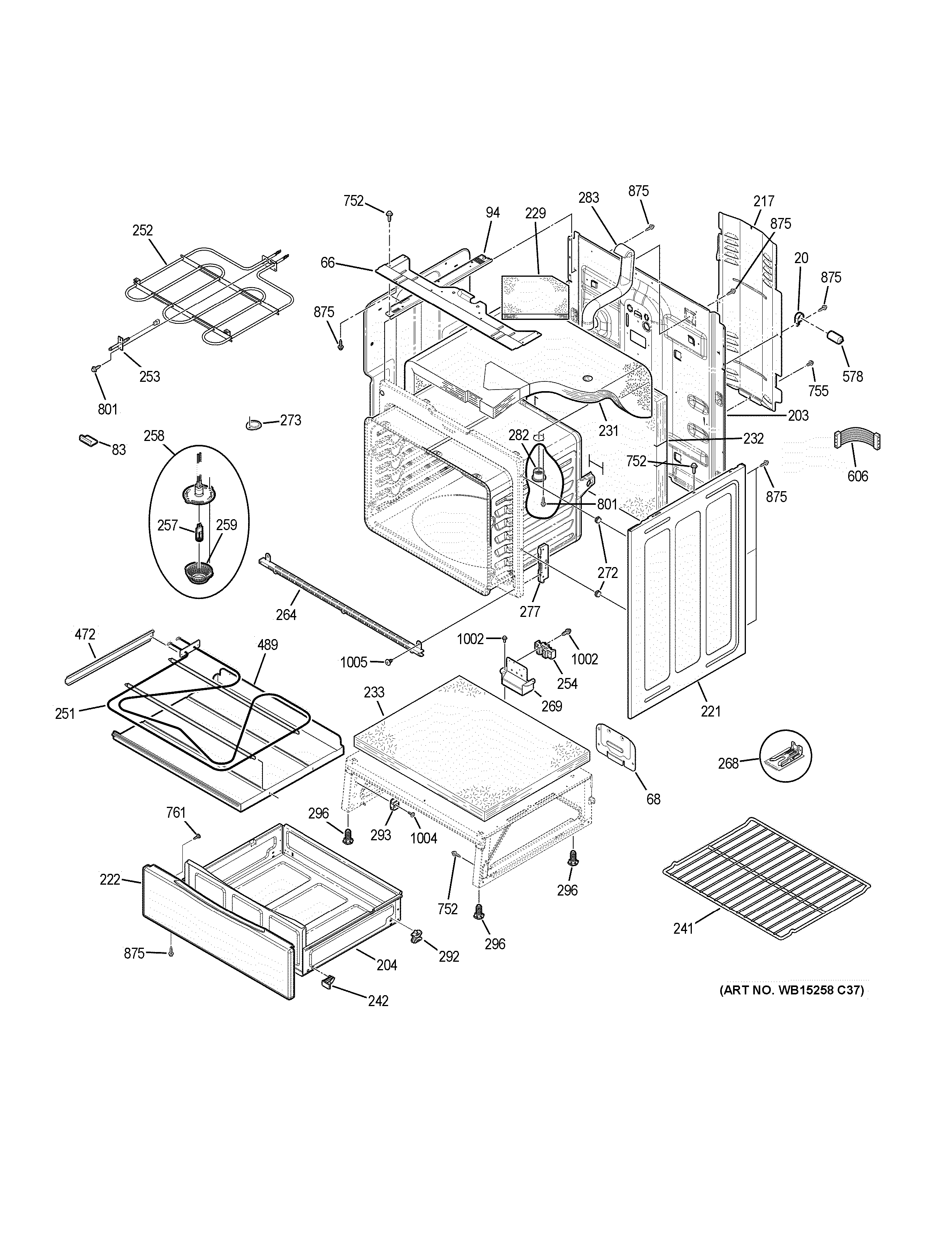 GE JB755FJ8DS body parts diagram