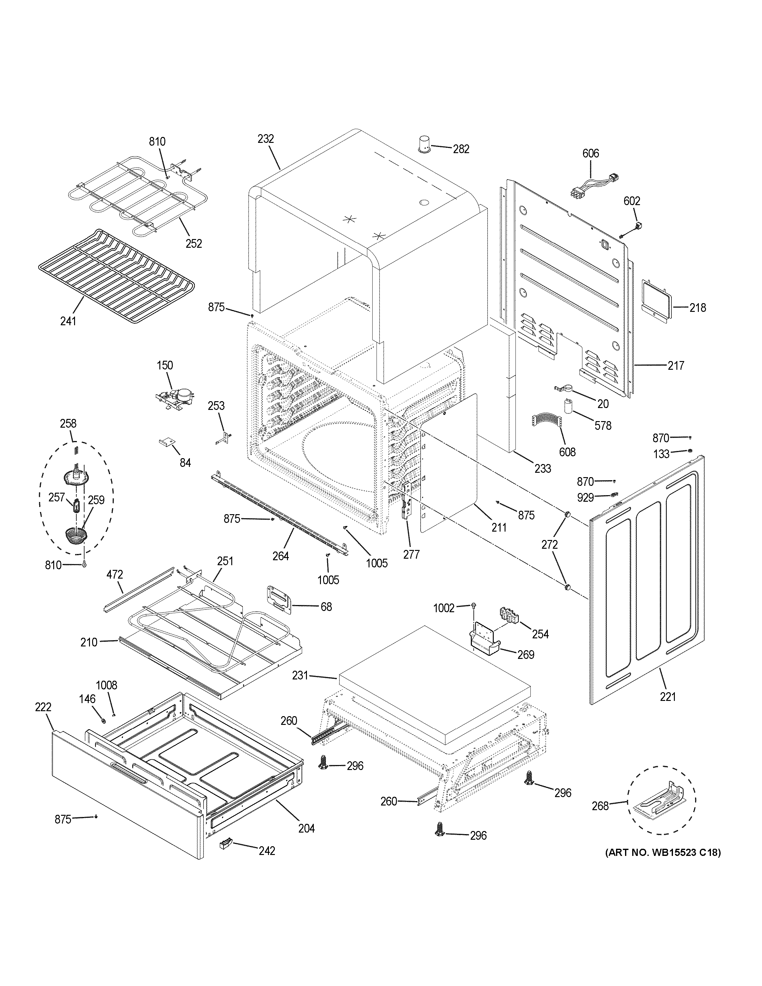 GE JS760BL4TS body parts diagram