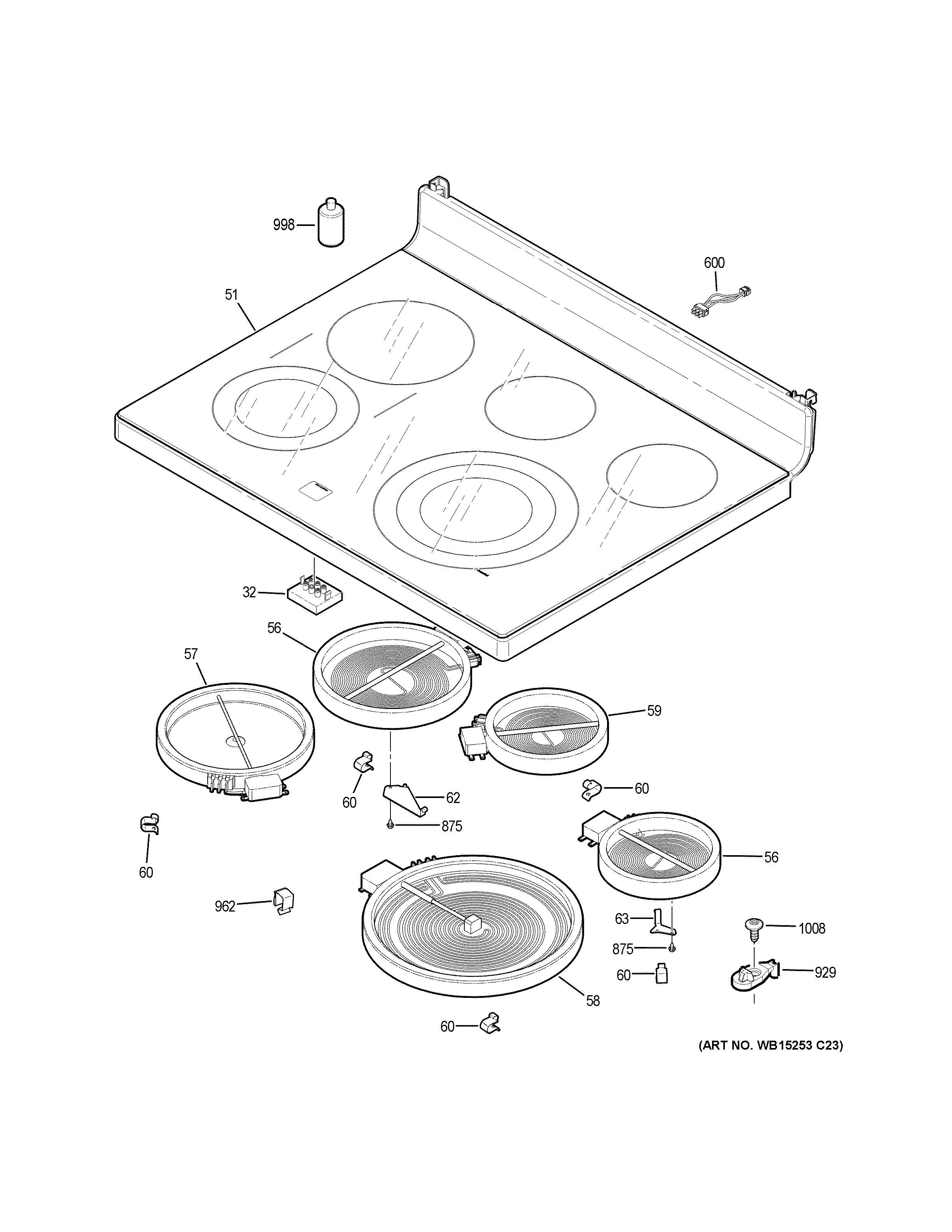 GE PB930SL4SS cooktop diagram